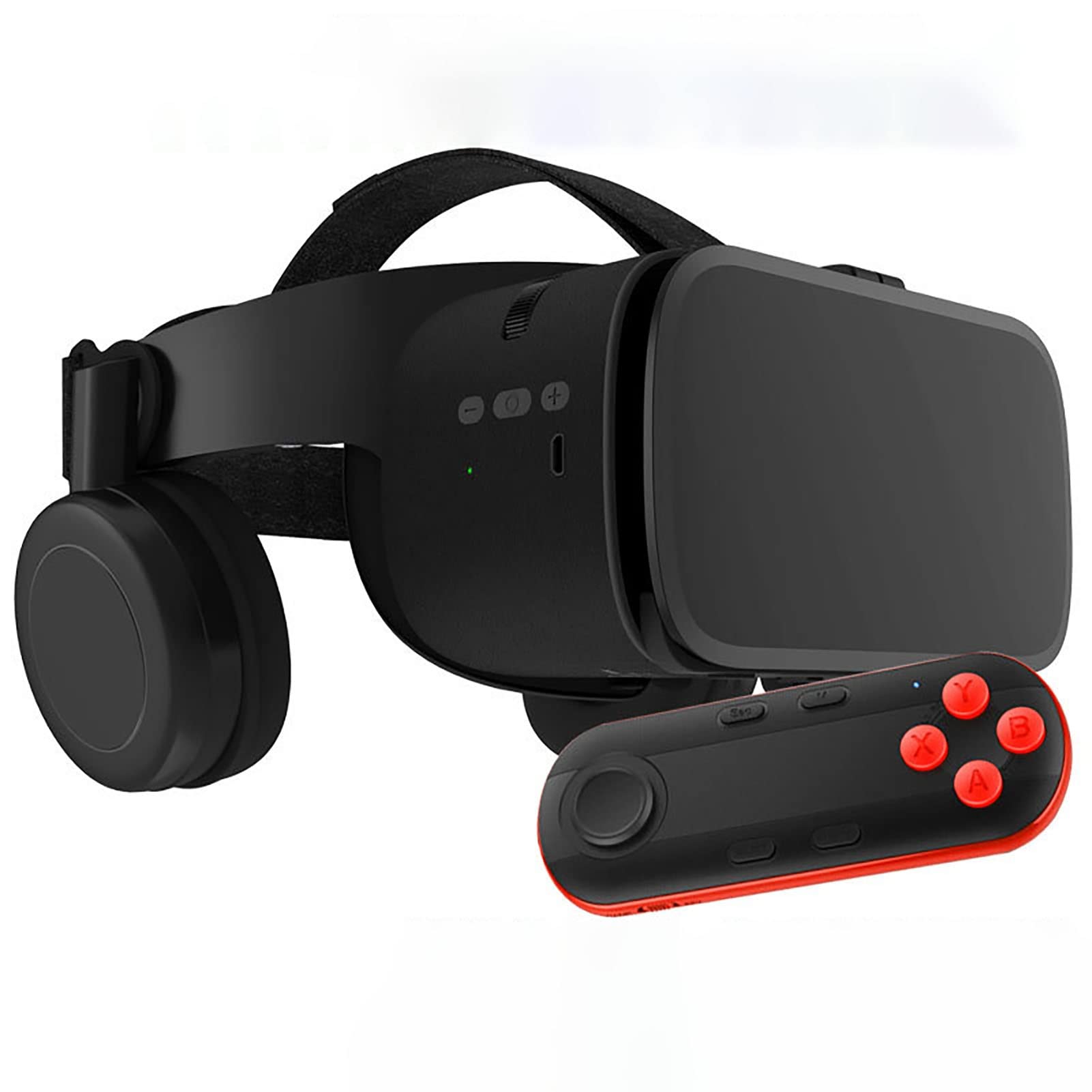 3D VR Virtual Reality Glasses with Remote Control - Full Screen Stereo VR Headset for iPhone 14/13/12/11 Pro/Mini/X/R/S/Max & Samsung Galaxy - Compatible with Android & iOS Phones (Color: Blue) - Perfect for Gaming, Movies & Immersive VR Experiences