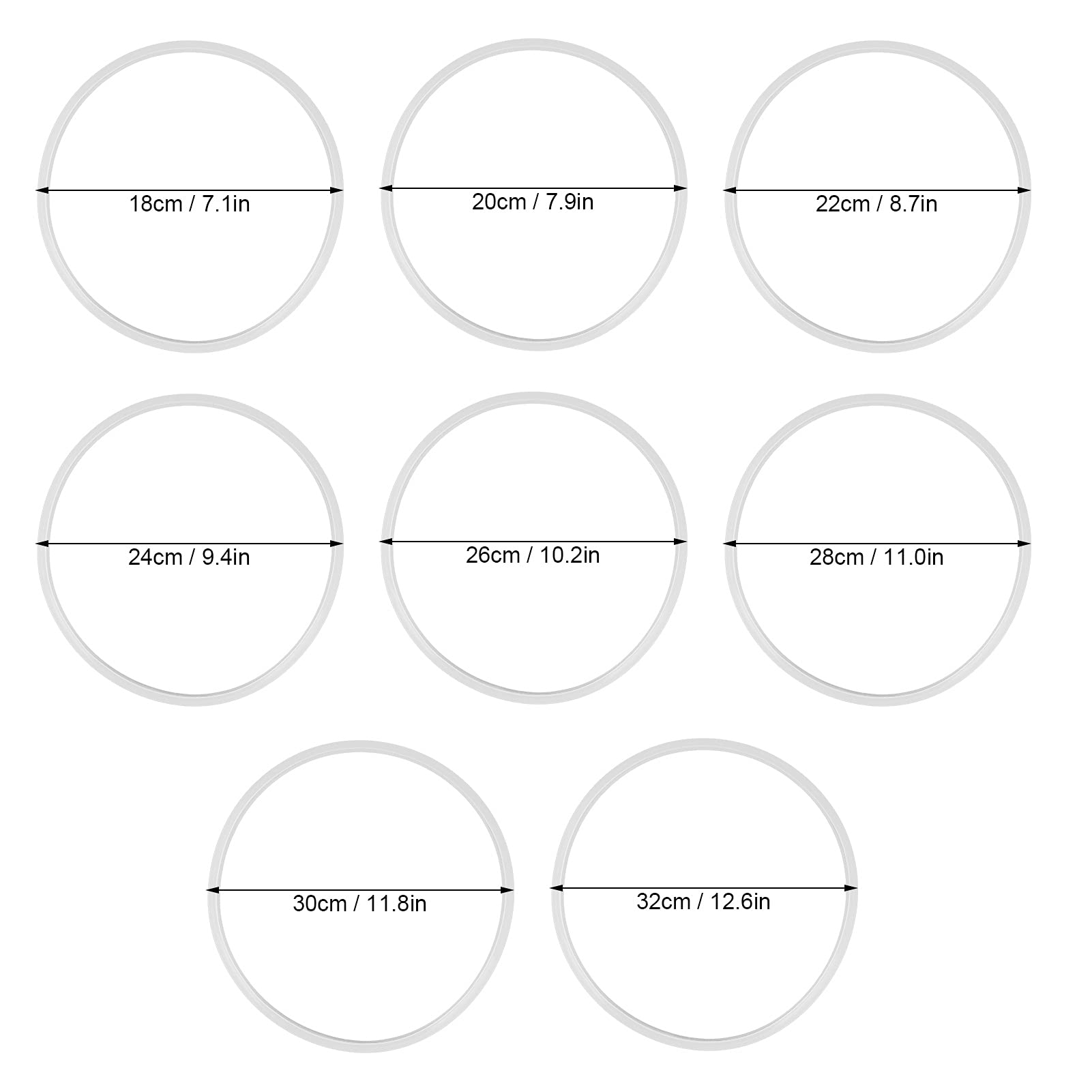 5PCS Silicone Pressure Cooker Sealing Ring Gasket Replacement - 20cm/8 Inch - Compatible with Instant Pot, Ninja Foodi & Most Electric Pressure Cookers - Durable, Heat-Resistant for Safe Cooking & Meal Prep