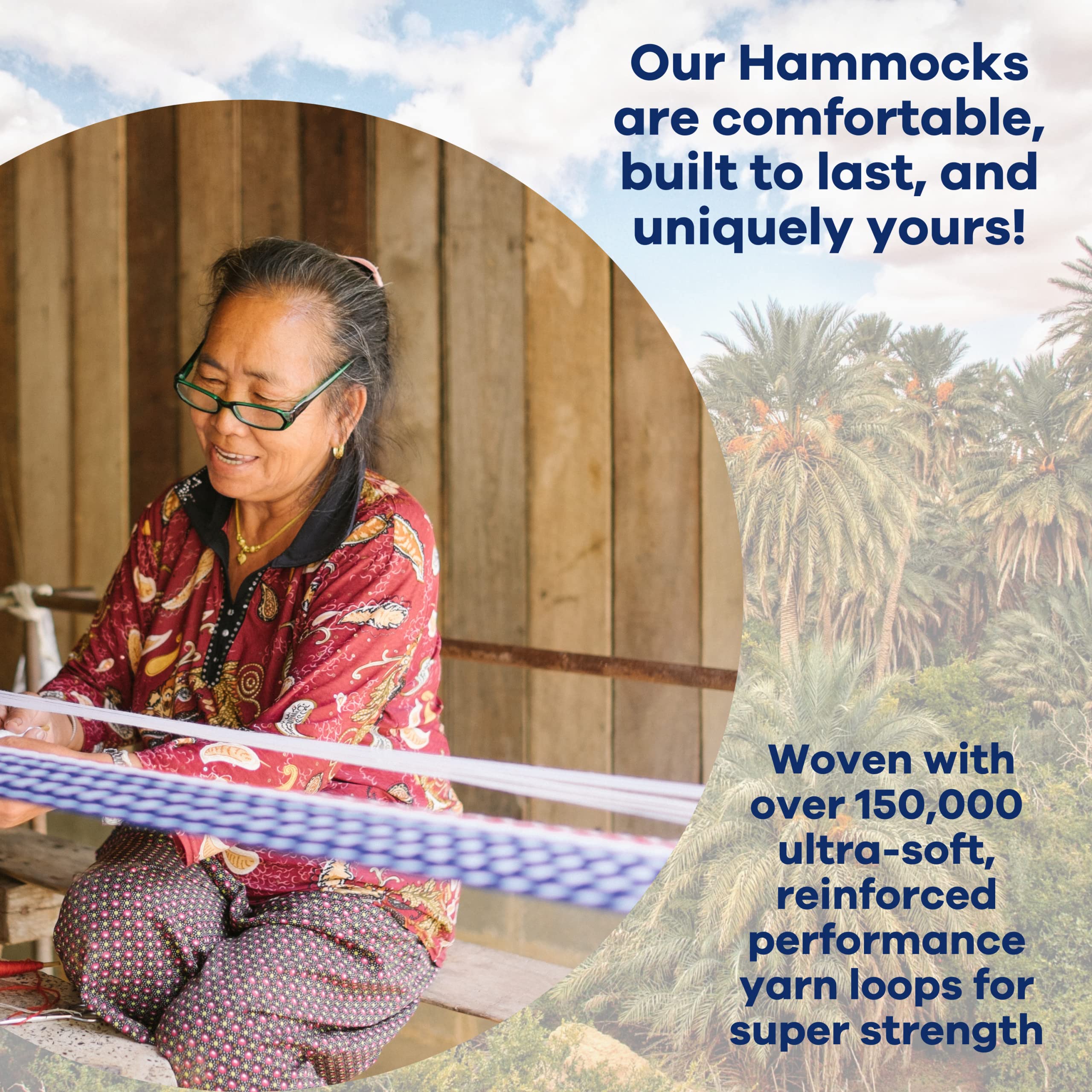 Yellow Leaf Hammocks Handwoven Family Size Hammock - 550lb Capacity, Weatherproof & Ultra Soft for 2+ People - Easy to Hang, Artisan Made in Red, White & Blue - Perfect for Backyard, Beach & Camping Relaxation