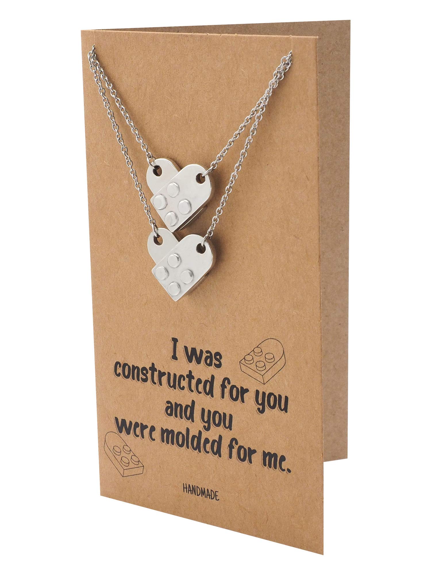 Quan Jewelry Heart Pendant Necklace for Women - Romantic Building Block Design, Perfect Engagement Gift with Inspirational Greeting Card - Ideal for Anniversaries, Valentine's Day & Special Occasions