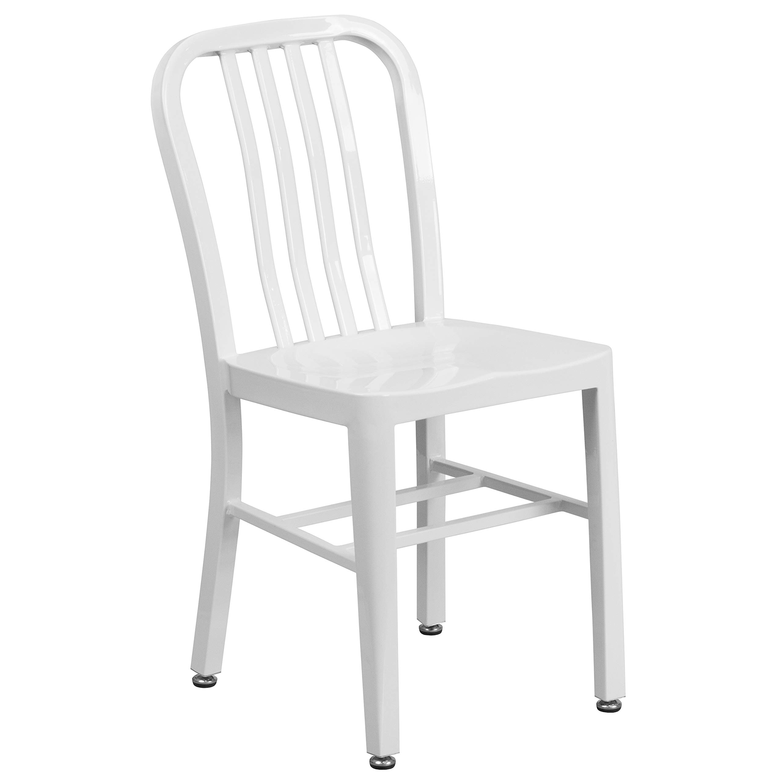 Flash Furniture Gael Commercial Grade 2-Pack White Metal Indoor-Outdoor Stackable Chairs for Restaurants, Patios, and Events