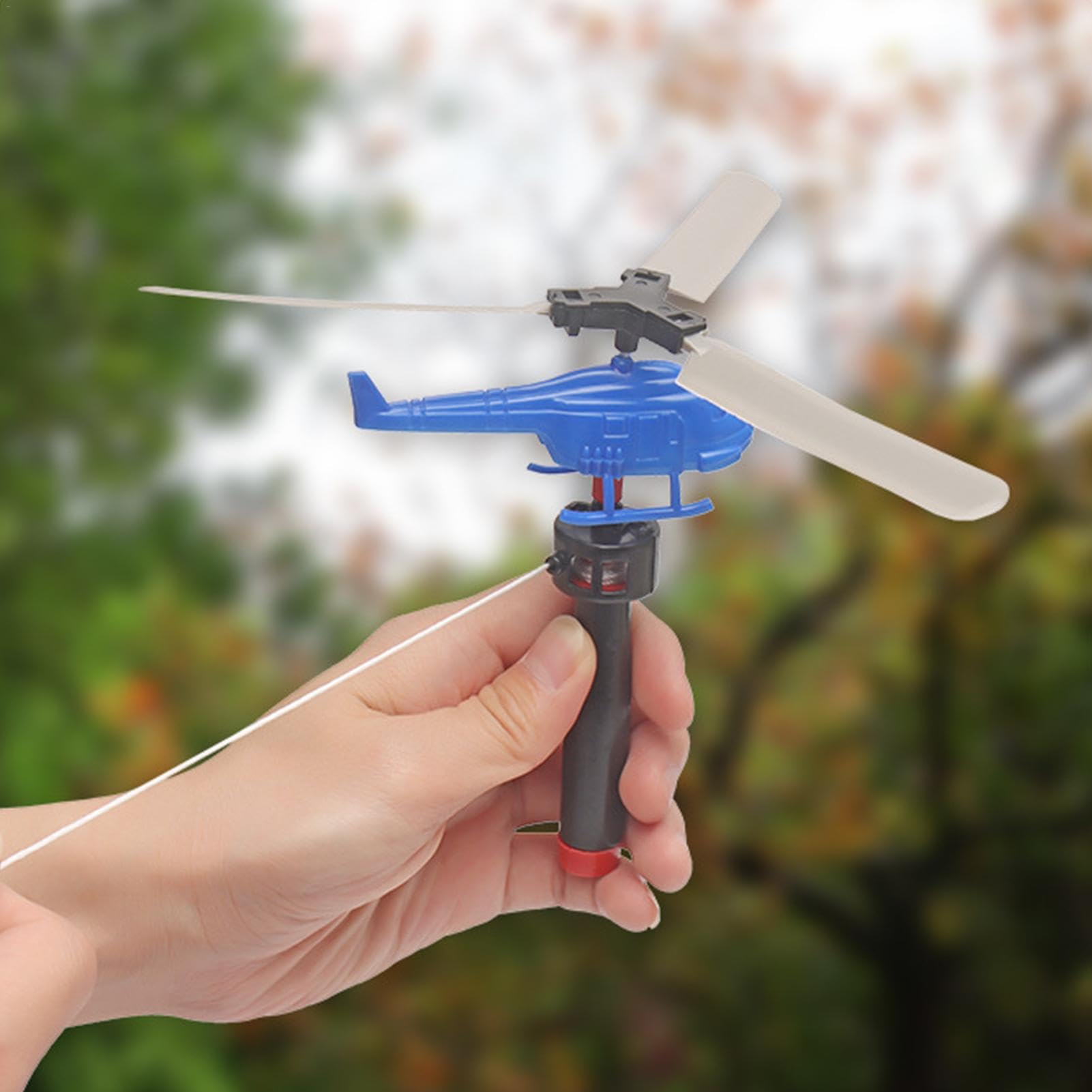 Spin Copter Toy | Handheld Helicopter for Kids | Pull String Dragonfly Toy | Portable Children's Toy - Flexible Helicopter with 6 Piece Propeller for Outdoor Play, Birthday Gifts & Party Favors