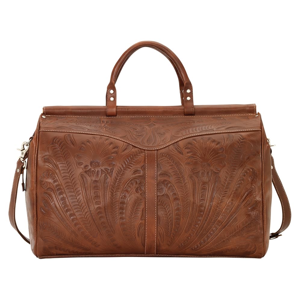 Vintage American West Retro Duffel Bag - Antique Brown Leather Travel Bag for Men & Women - Perfect for Camping, Hiking & Weekend Getaways