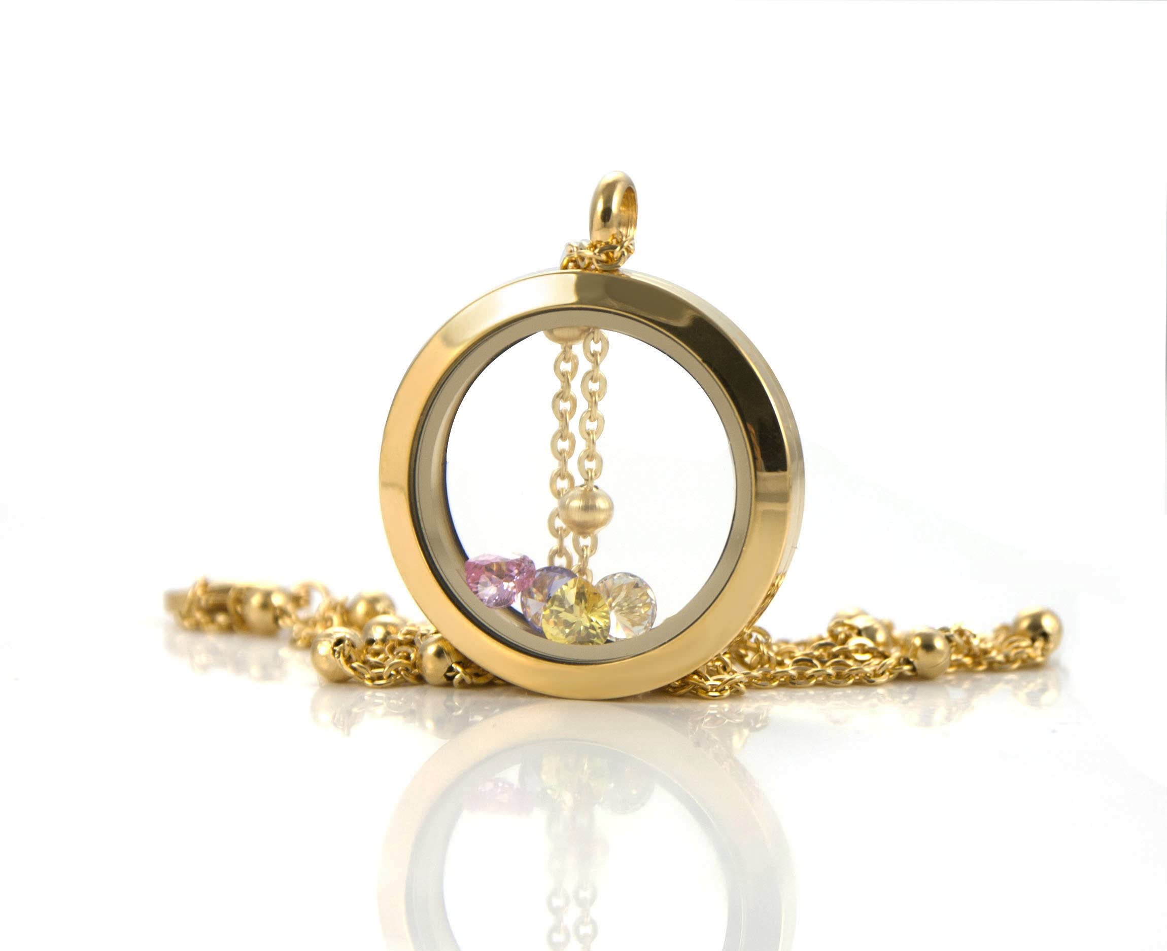 EVERLEAD 10 Pcs Floating Locket Necklace for Women - DIY Round Pendant with Living Memory Photo Holder - Friendship Gift, Memorial Jewelry for Loved Ones | Perfect for Anniversaries, Valentine's Day & Special Occasions