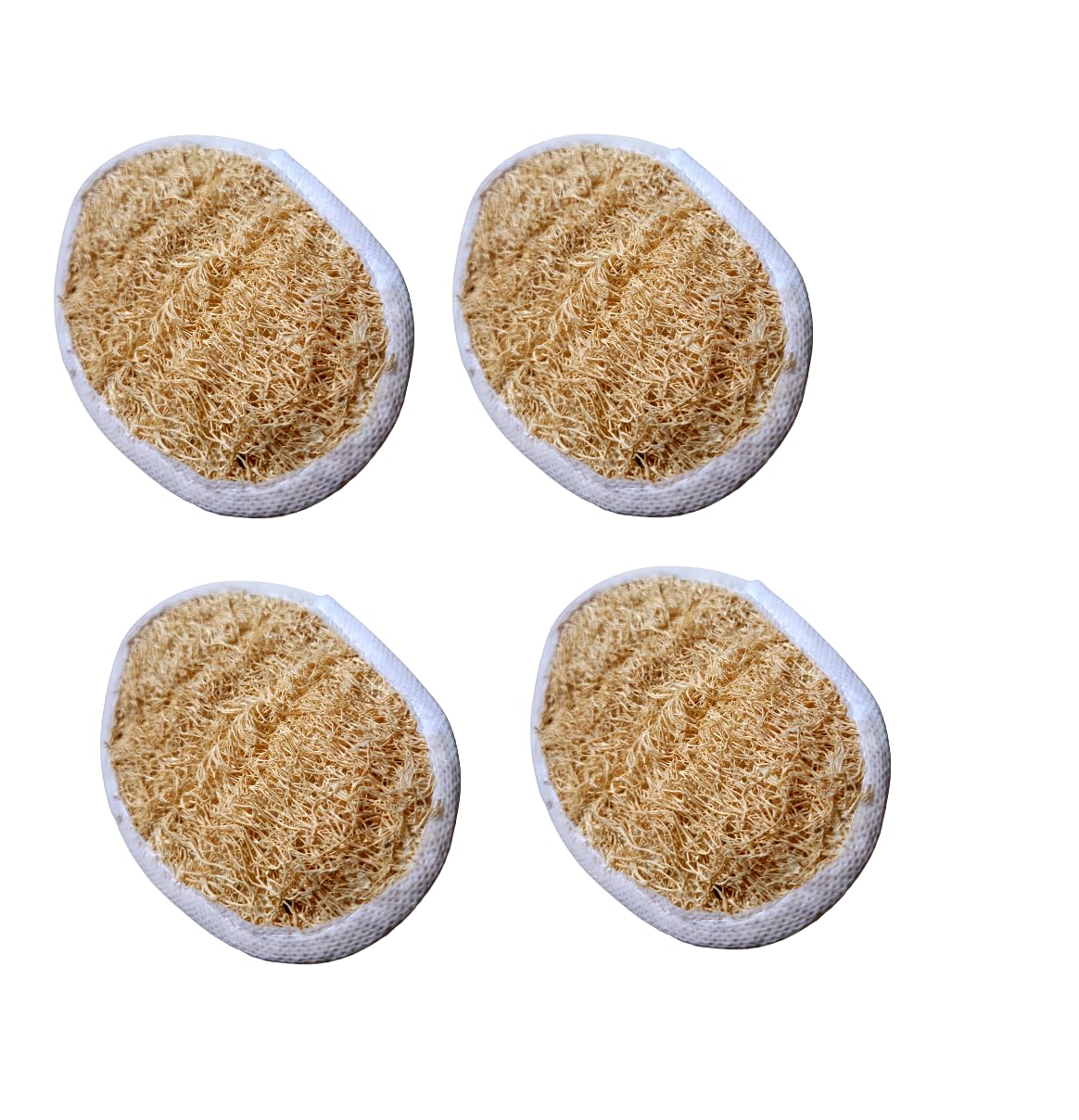 Organic Loofah Scrubber with Cloth Base & Handle - Biodegradable & Disposable Oval Body Scrubber for Men & Women (Pack of 4) - Perfect for Shower, Bath & Exfoliating Dry Skin