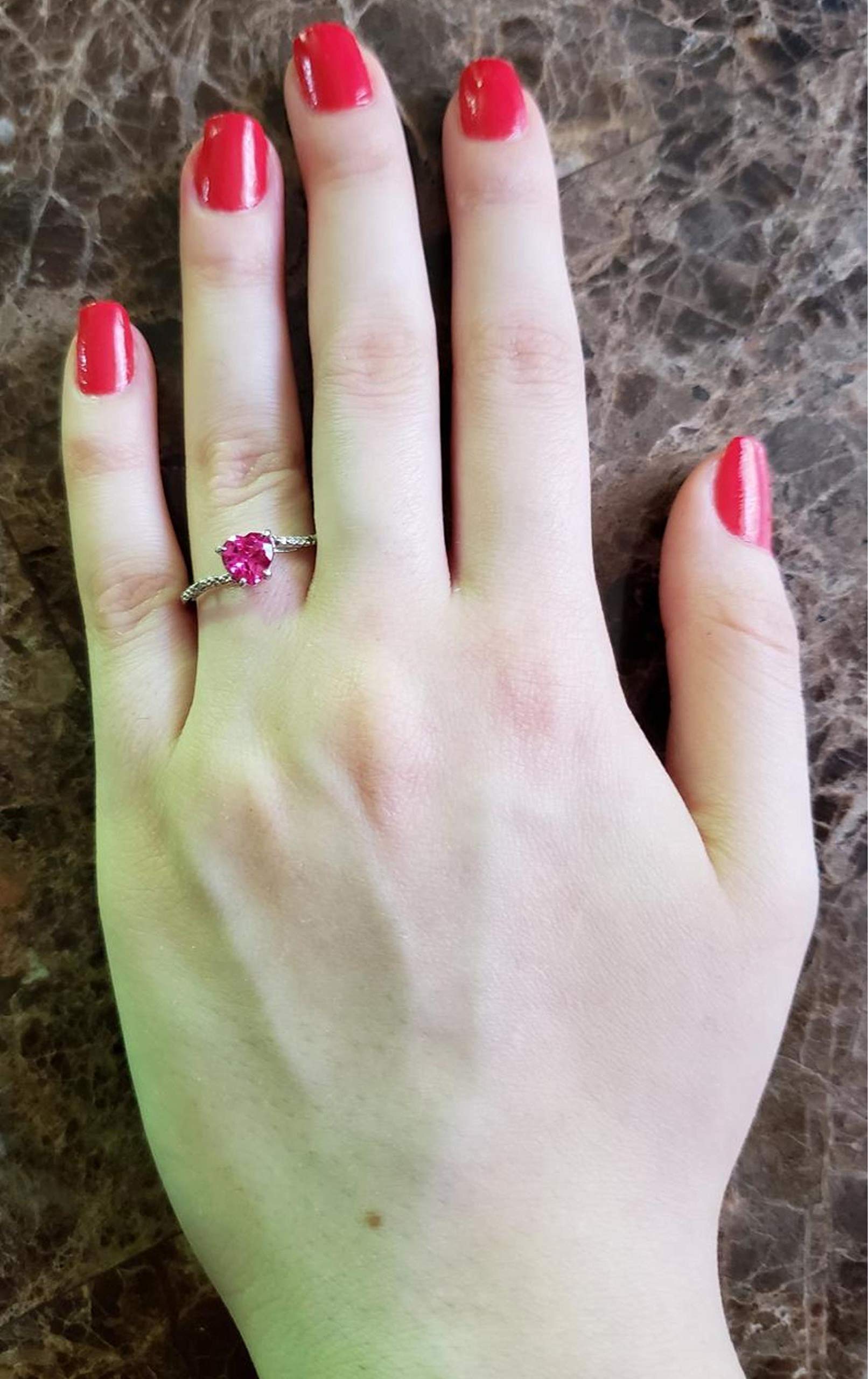 14K Gold Pink Sapphire & Diamond Heart Ring for Women - Elegant Valentine's Day Gift, Anniversary Jewelry, Romantic Proposal Ring for Her
