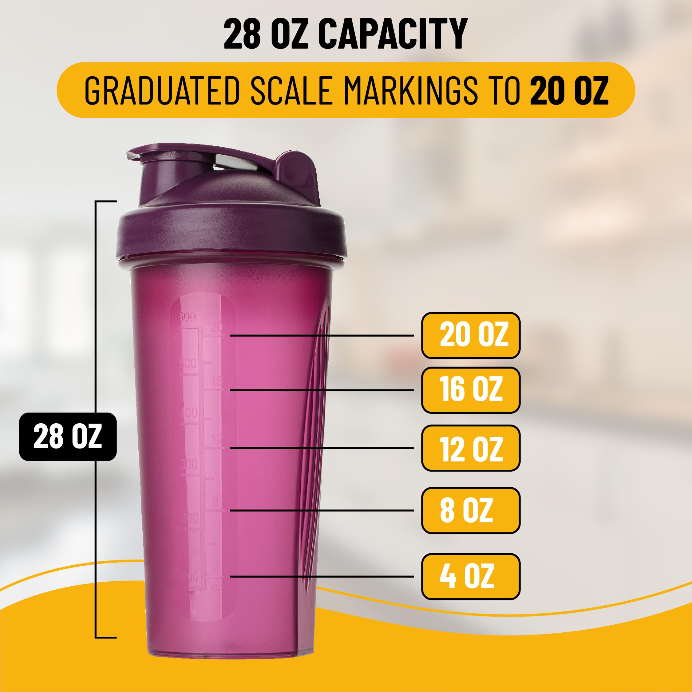 Mr. Pen 28oz Protein Shaker Bottle with Wire Whisk Ball - Leak Proof Mixer Cup for Protein Powder, Pre Workout & Smoothies - Perfect for Gym, Fitness & Post Workout Recovery