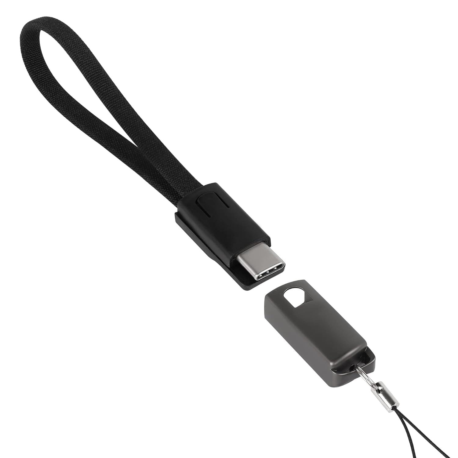 BoxWave USB Type-C Keychain Charger Cable - Compatible with LG Rollable Phone, 8-Inch USB-C to USB-A Fast Charging Cable with Key Ring - Jet Black - Perfect for Travel, Office, and On-the-Go Charging