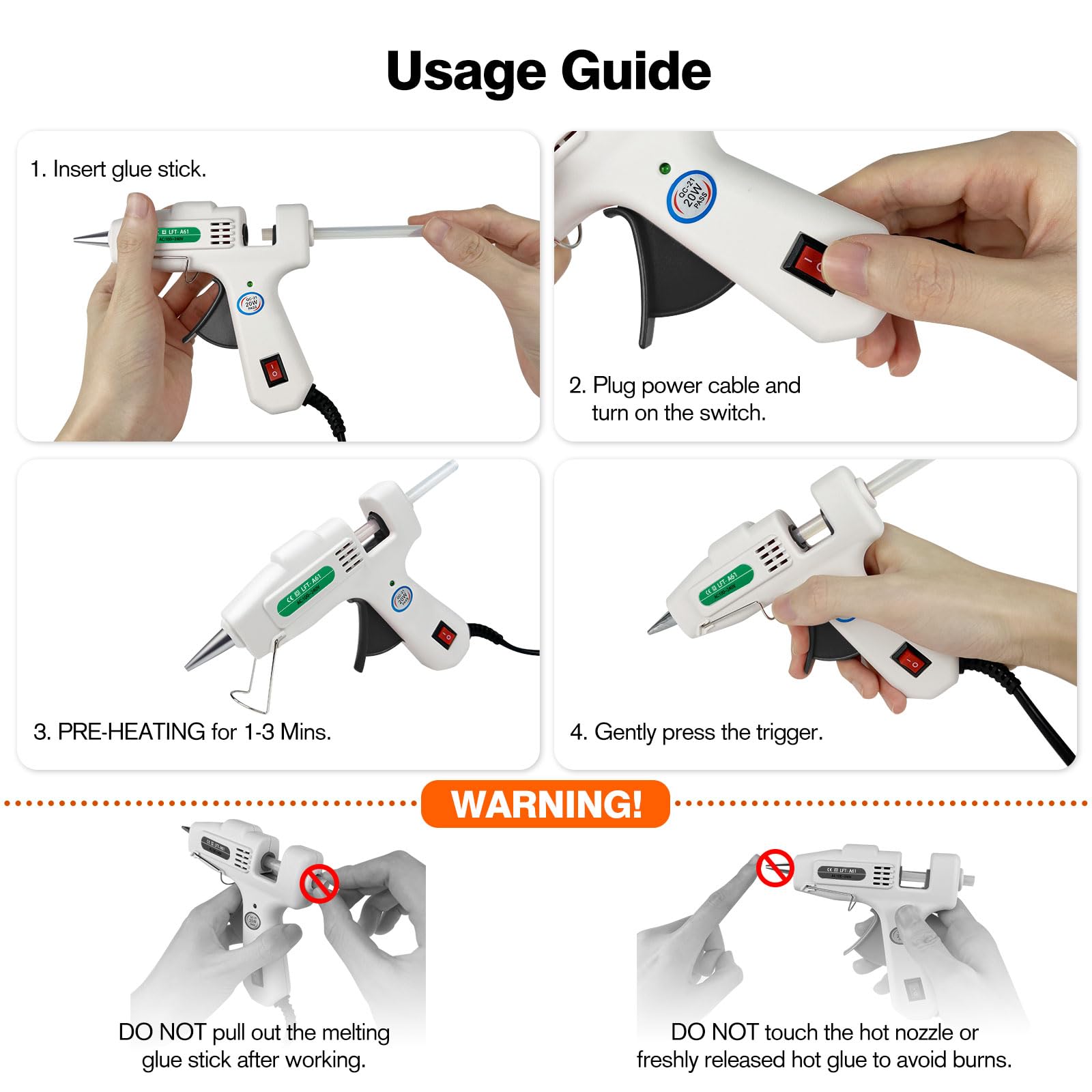 Mini Hot Glue Gun Kit with 30 Glue Sticks - 20W Fast Heating Lightweight Craft Gun for DIY, Home Repairs, School Projects - Perfect for Arts & Crafts, Jewelry Making, Woodworking & Holiday Decorations (White)