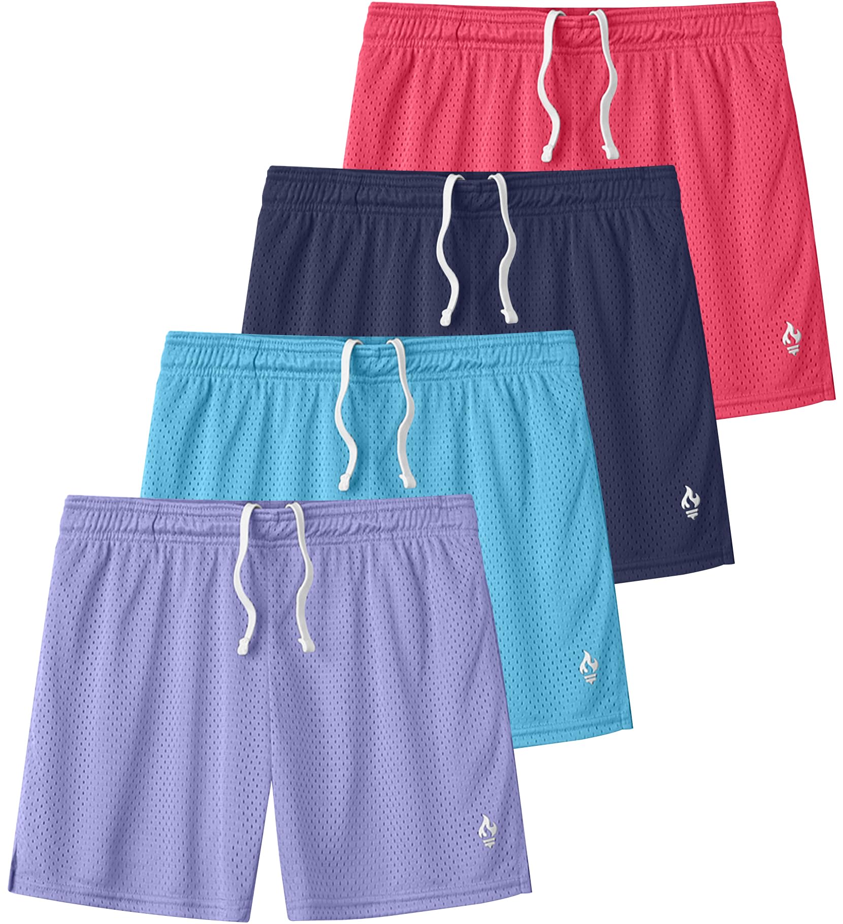 4 Pack Girls Athletic Shorts with Pockets - 3