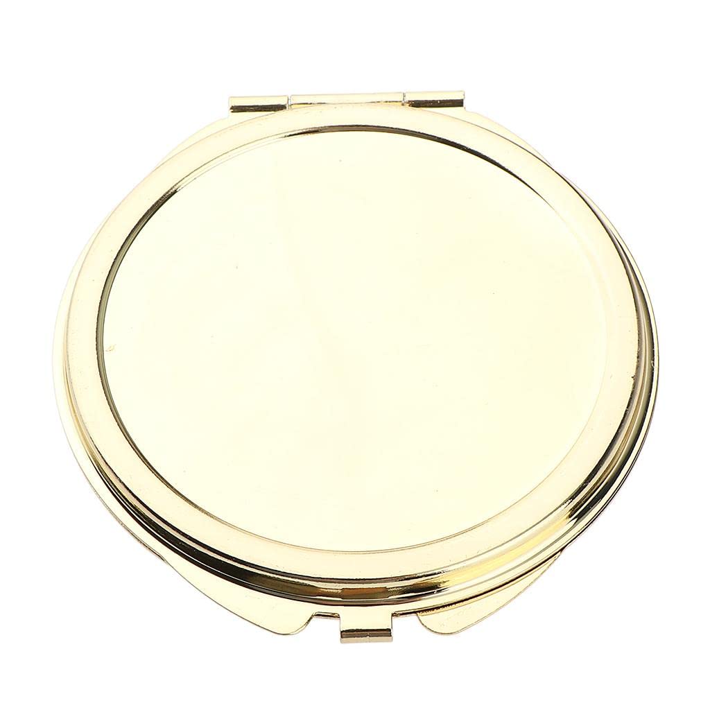 VMS INDIA Dual-Sided Makeup Mirror with Lights, Round Folding Vanity Mirror for Bathroom & Dorm - Golden Frame | Perfect for Makeup Application, Skincare Routine & Travel
