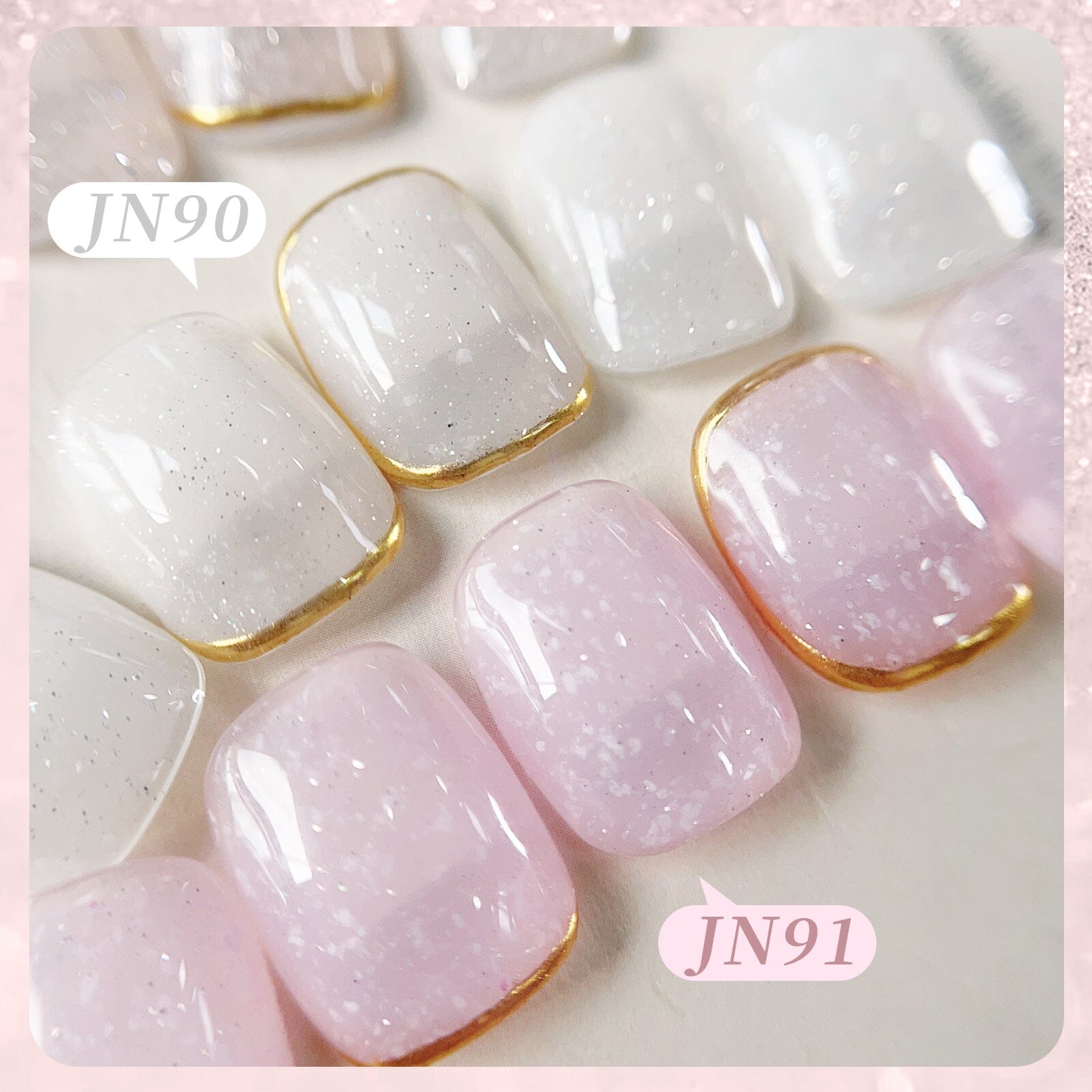 Pink Snow Glitter Jelly Gel Polish - JN91 Blossom Flurry 10ml Nail Art Kit for Winter & Holiday Manicures - Long Lasting UV LED Gel Polish for Salon & Home Use