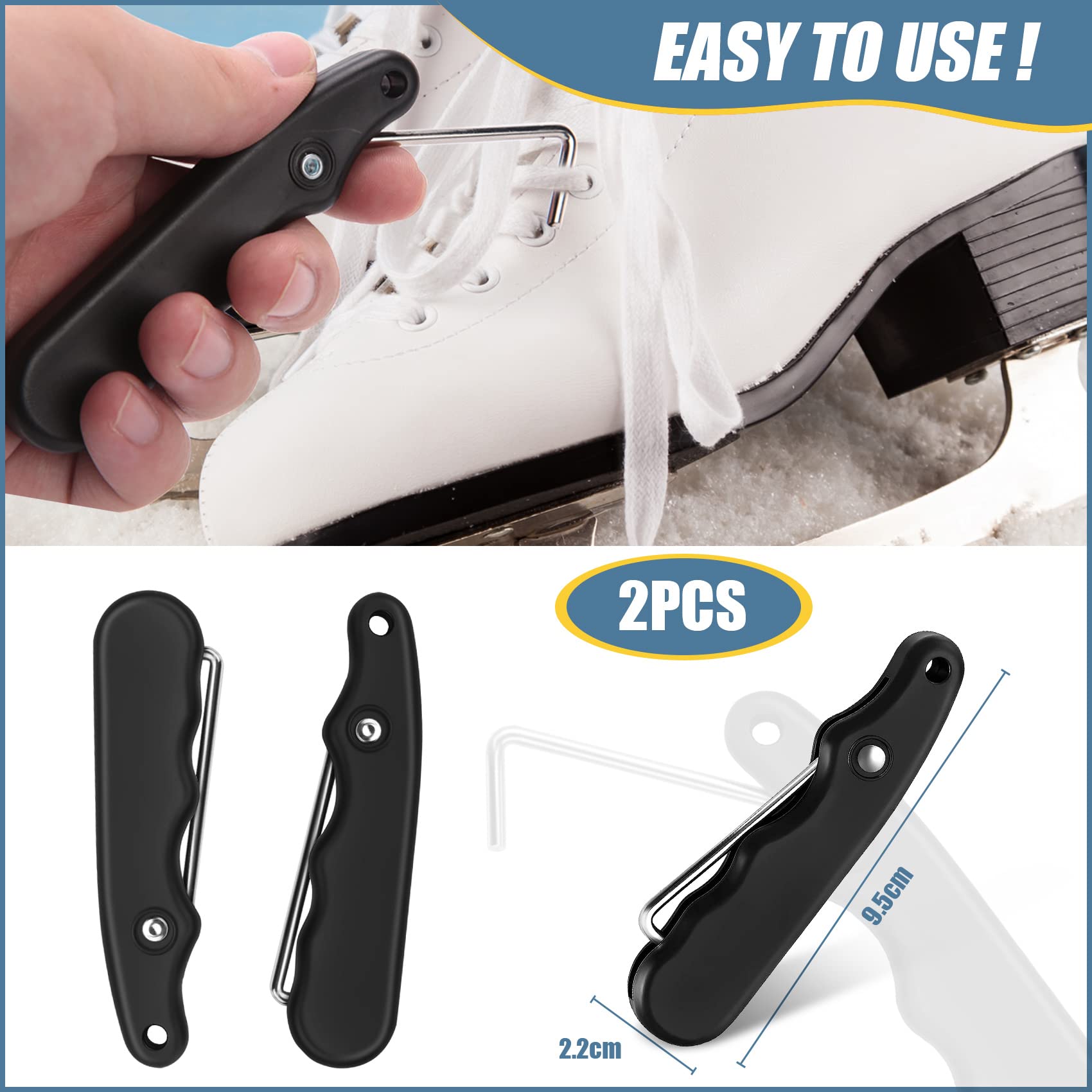 2Pcs Skate Tightener Tool for Ice Skates - Adjustable Hockey Skate Puller & Tightener - Perfect for Ice Hockey, Figure Skating & Recreational Skating