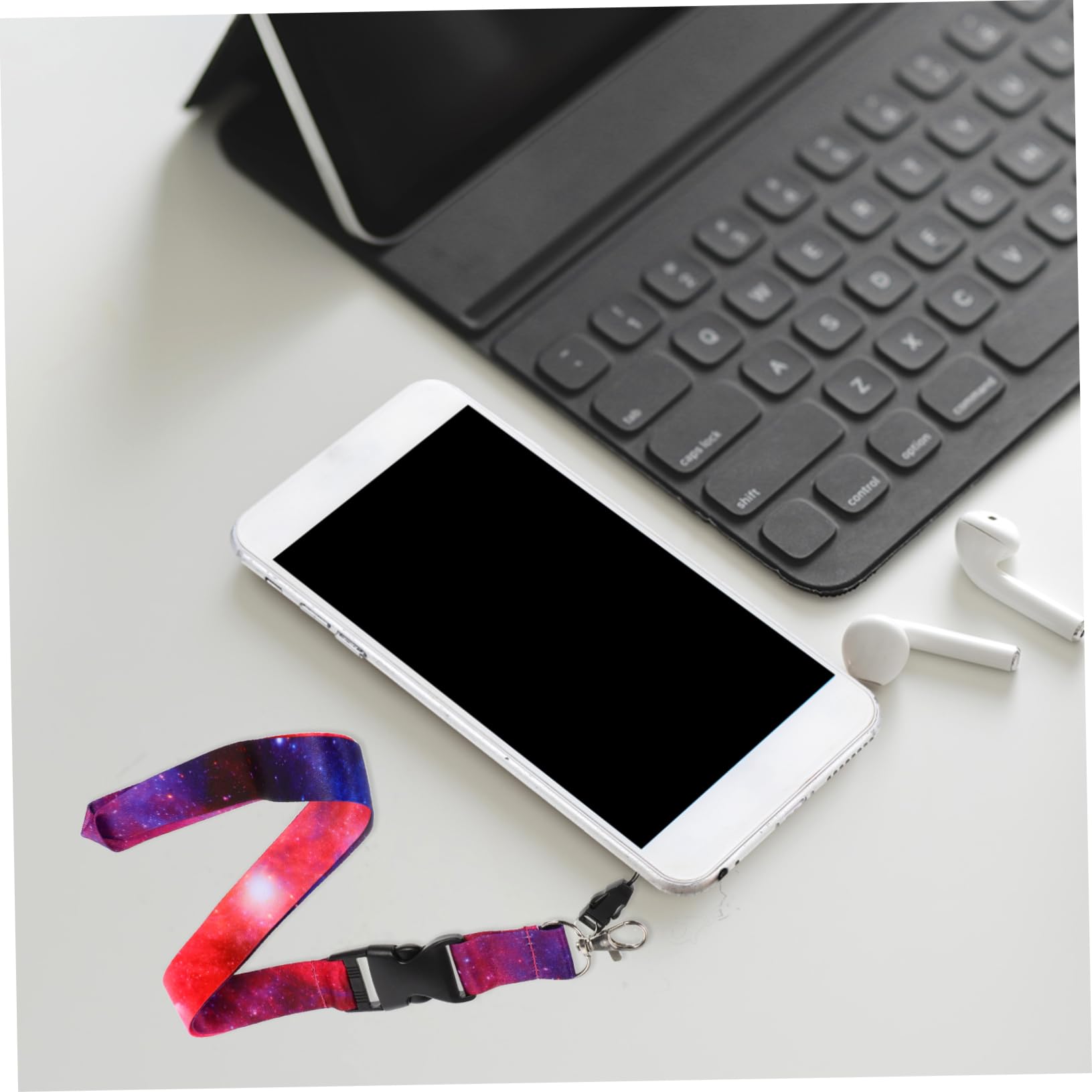 20 Pack ID Card Lanyards with Flashlight Keychain - Durable Polyester Phone Lanyard & Wrist Strap for Work, Events, and Security Accessories (Black) - Perfect for Office Badges, Conventions, and Nighttime Safety