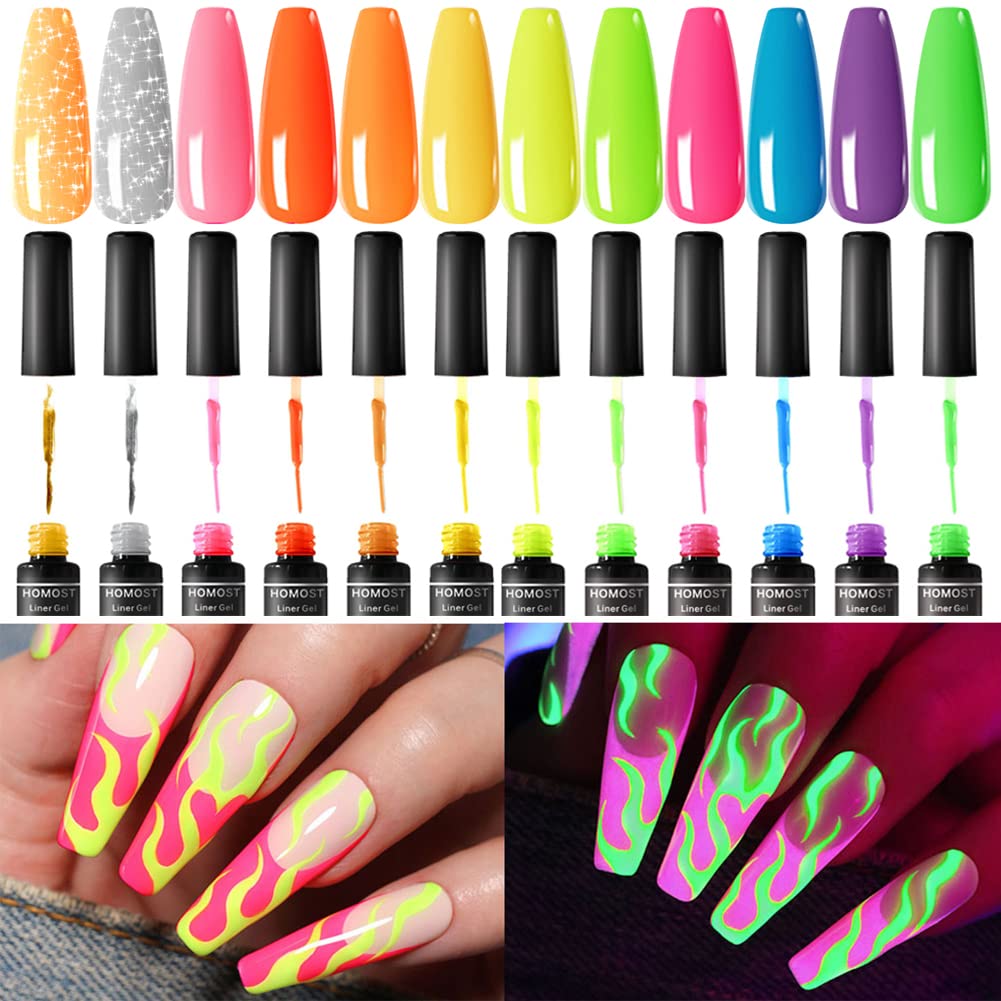 HOMOST 12 Colors Professional Nail Art Kit - Acrylic Nail Polish Set with Brushes & Tools for DIY Manicure at Home, Salon & Party Nail Designs