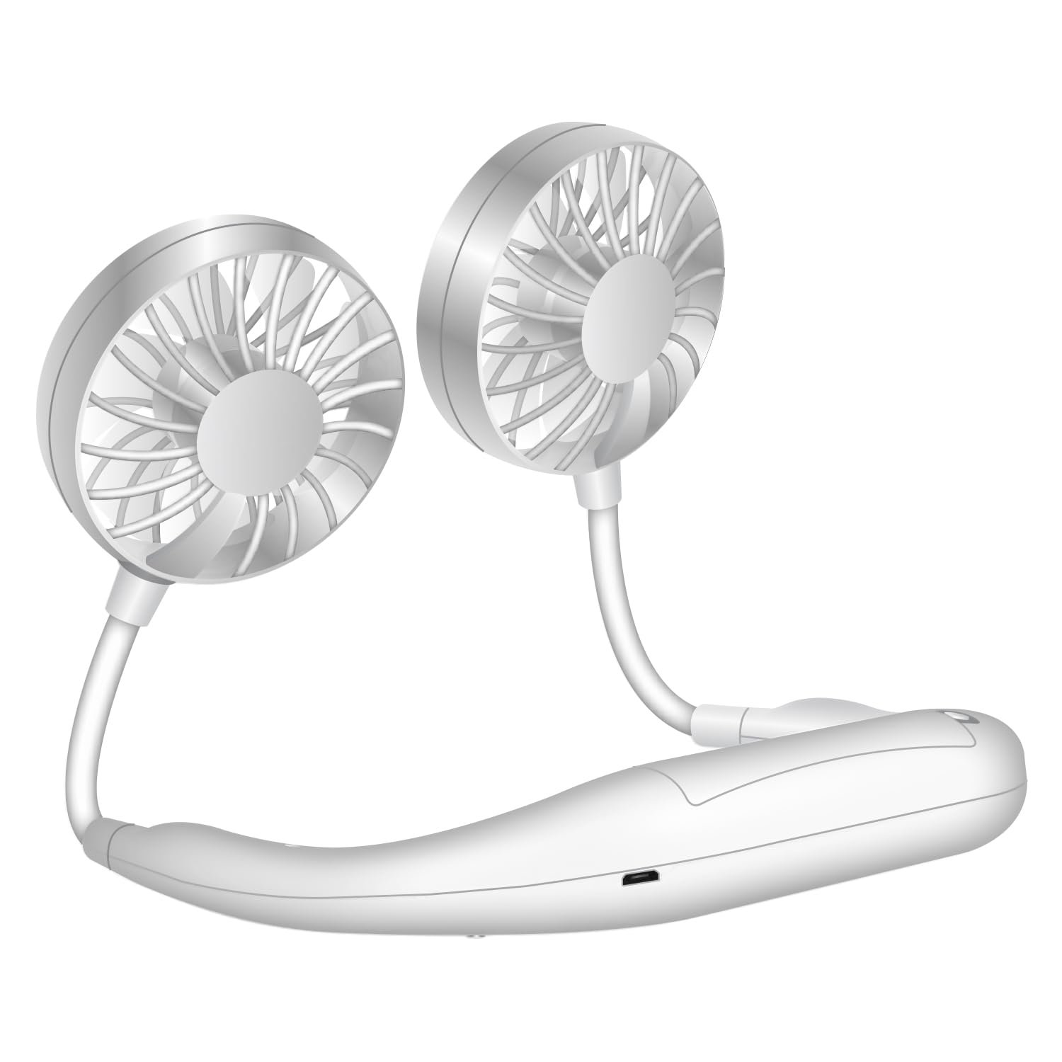 Cellet Hands-Free Portable Neck Fan - Rechargeable USB Mini Fan with Double-Side Cooling for Outdoor, Travel, Office & Gym (White)