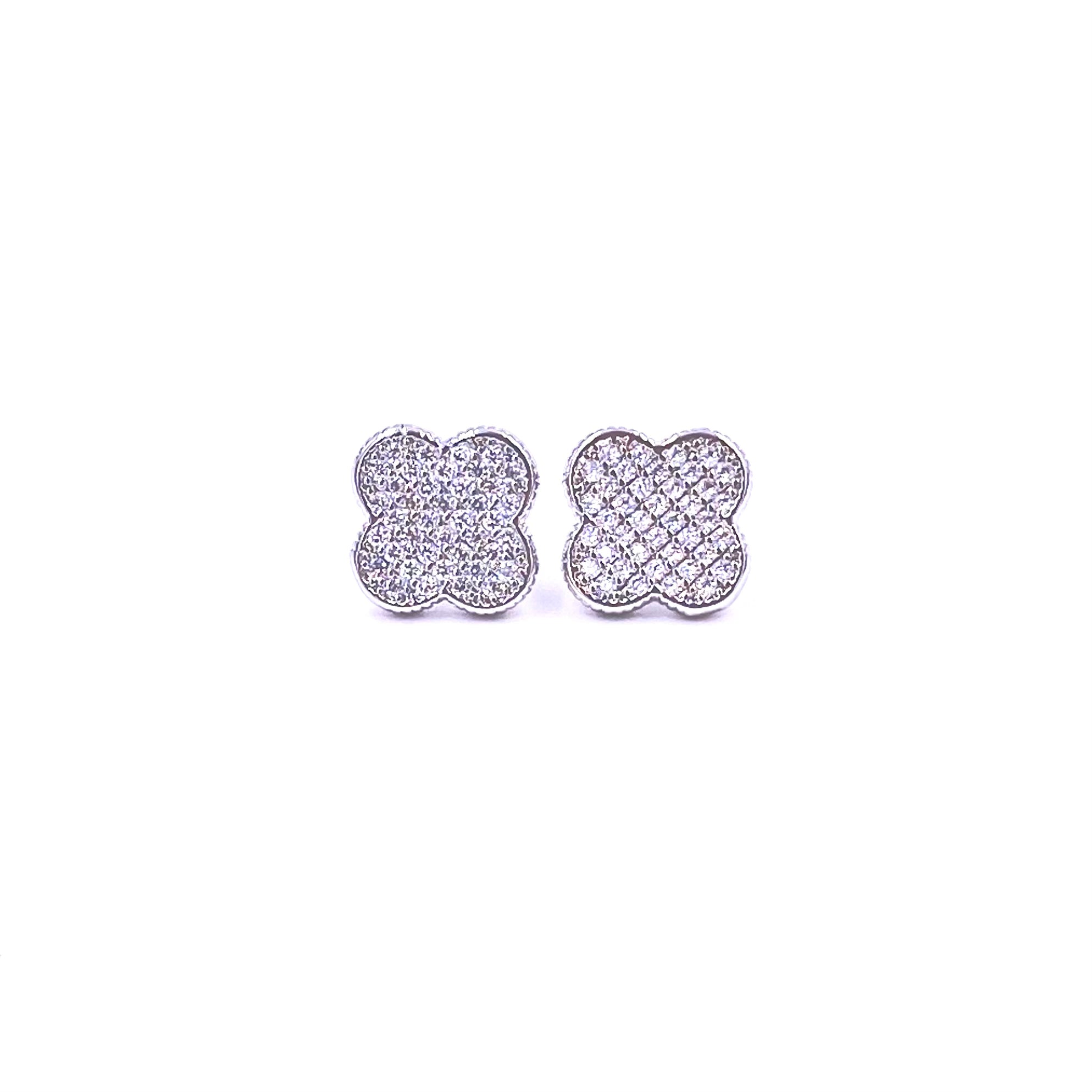 Ashley Gold Sterling Silver CZ Encrusted Clover Stud Earrings for Women - Elegant Four Leaf Clover Jewelry Gift for St. Patrick's Day, Birthday & Anniversary