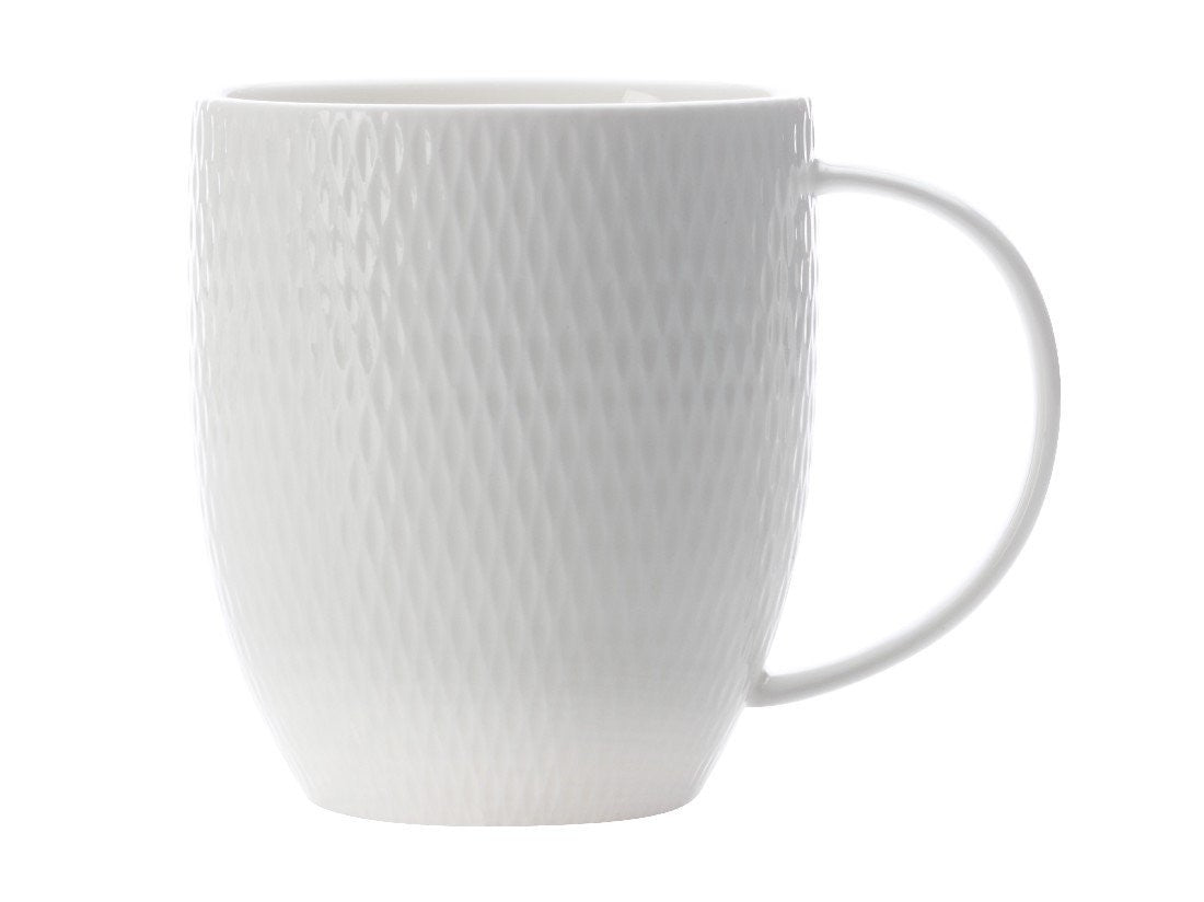 Maxwell & Williams White Basics Diamonds Coupe Mug 370ml - Elegant Coffee & Tea Cup for Home, Office, and Gifts