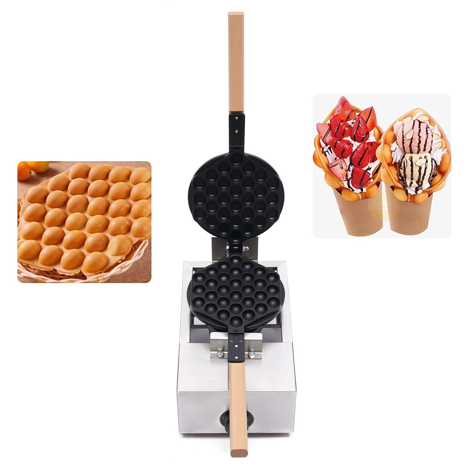 Commercial Electric Egg Puff Maker - Non Stick Hong Kong Style Bubble Waffle Iron with Adjustable Timer & Temperature Control, Perfect for Breakfast, Desserts, and Street Food Snacks