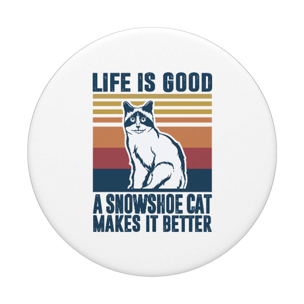 Snowshoe Cat PopSockets PopGrip - Swappable Phone Grip for iPhone & Android - Perfect Gift for Cat Lovers, Cat Moms & Dads - Great for Work, Travel & Everyday Use