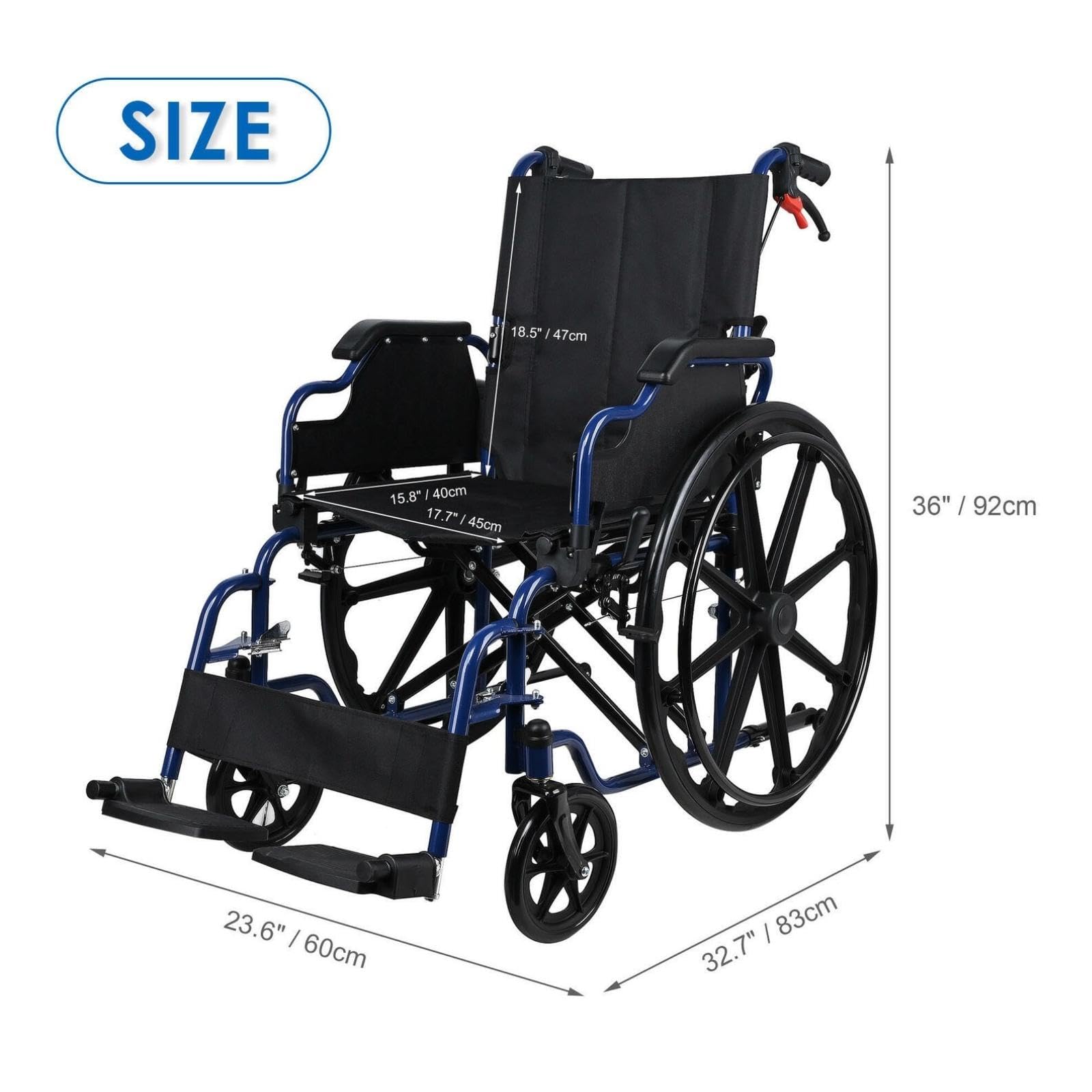 Lightweight Foldable Wheelchair with Flip-Back Desk Arms & Swing-Away Footrests - 18