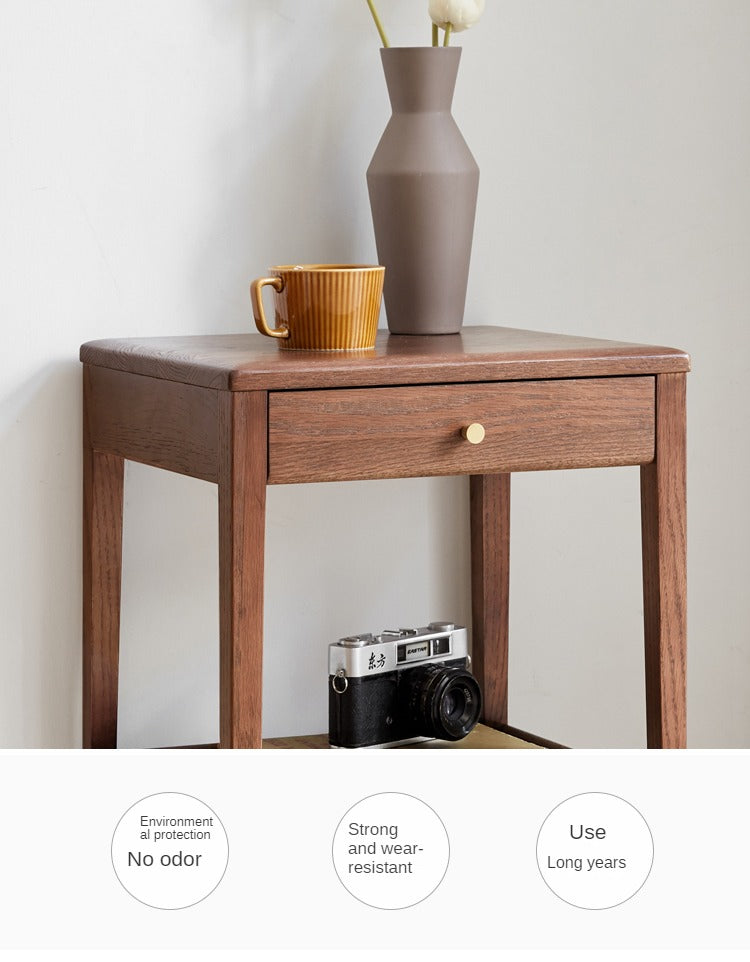 Solid Oak & Black Walnut Wood Side Cabinet - Rustic Nightstand, Entryway Storage, or Bathroom Organizer - Handcrafted Wooden Furniture for Home Decor