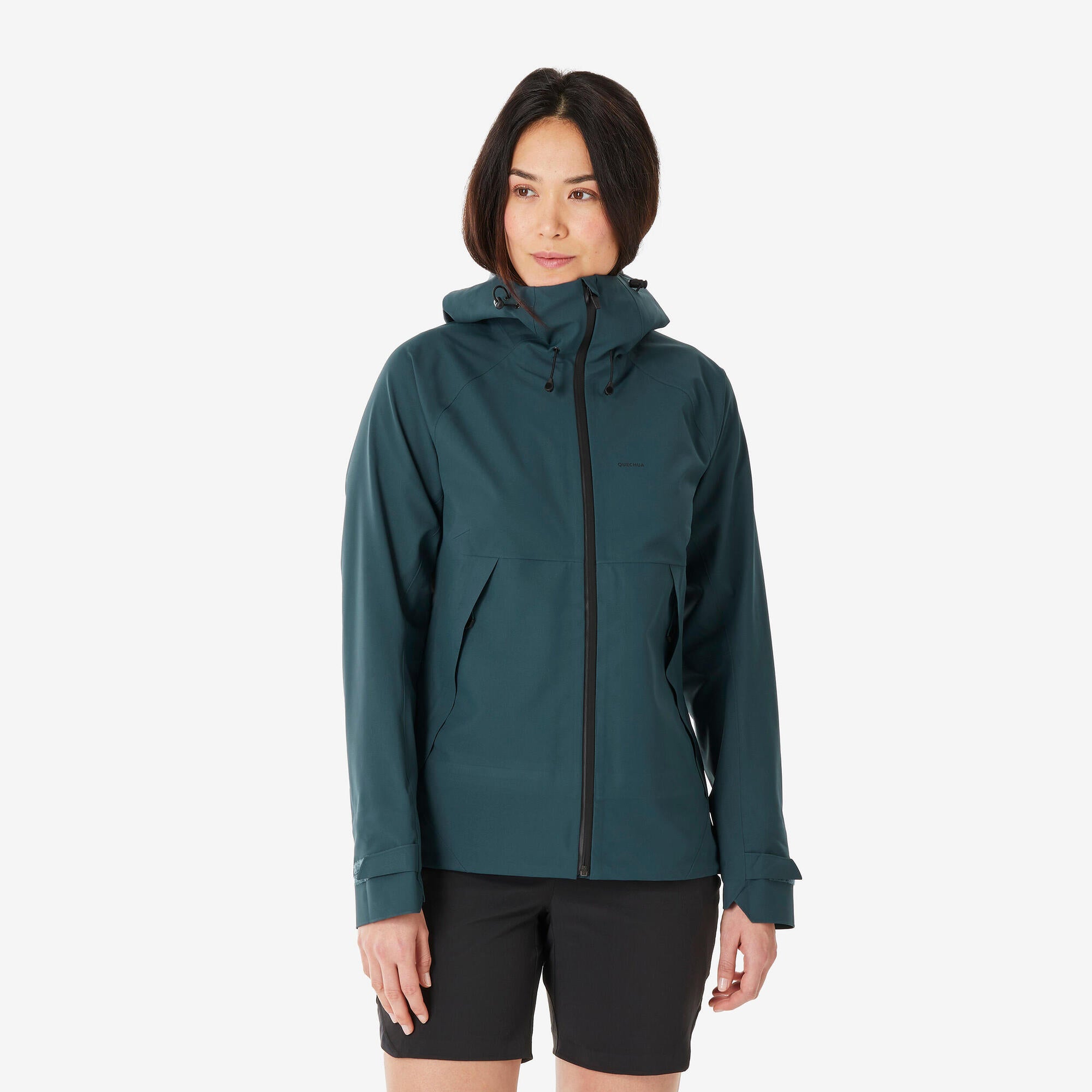 Quechua Women's MH500 Lightweight Waterproof Hiking Jacket - Windproof Raincoat for Outdoor Adventures, Trekking & Camping