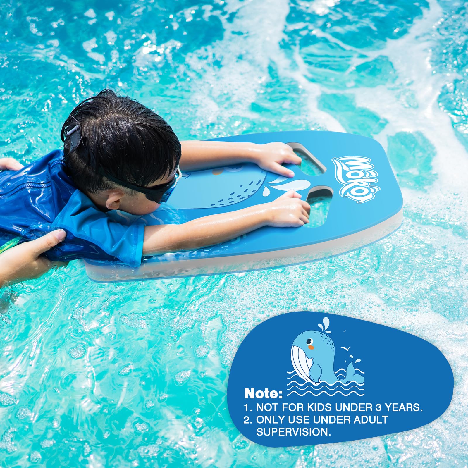 MoKo Swim Kickboard for Kids - Cartoon Swimming Training Kick Board, Pool Exercise Equipment to Improve Natural Swimming Position - Perfect for Swim Lessons, Water Aerobics & Family Fun