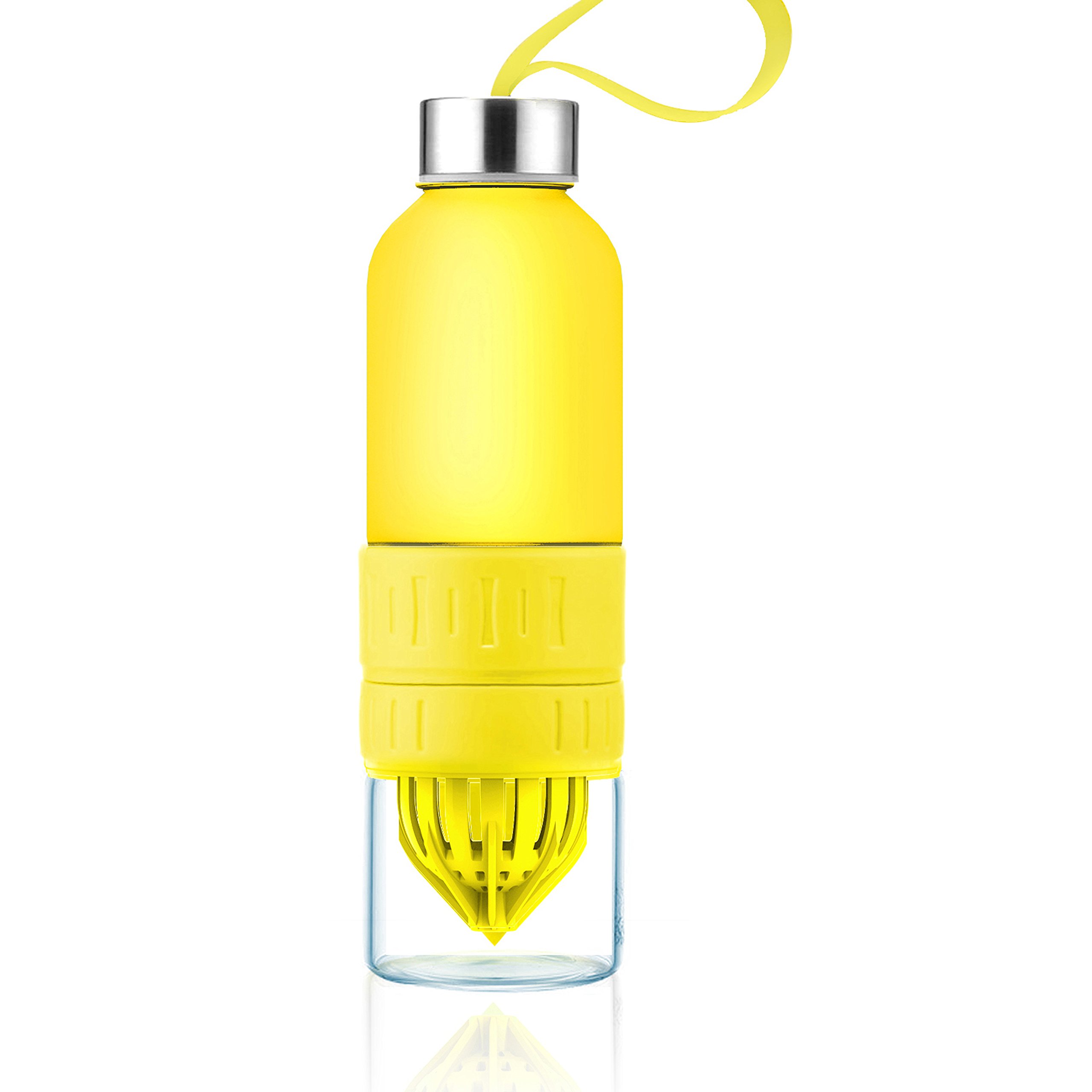 20oz Twist-N-Go Fruit Blender Water Bottle - Portable Smoothie Maker & Shaker Cup for Gym, Office & Travel - BPA Free Yellow Sports Bottle