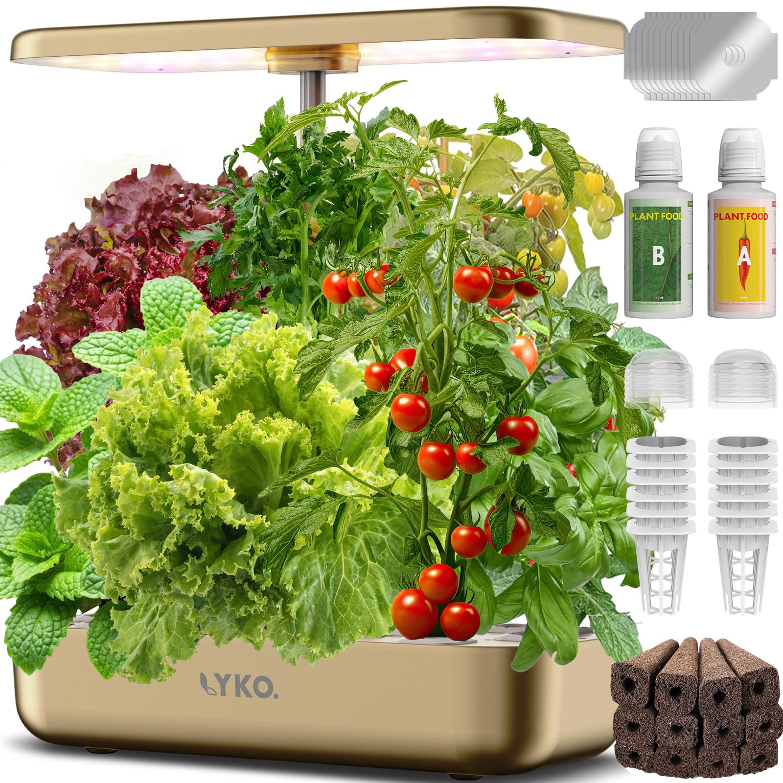 LYKOCLEAN 12-Pod Hydroponic Growing System with LED Grow Light & Automatic Timer - Indoor Herb Garden Kit for Fresh Salad, Vegetables, Fruits - Perfect for Kitchen, Office, Home Gardening & Urban Farming