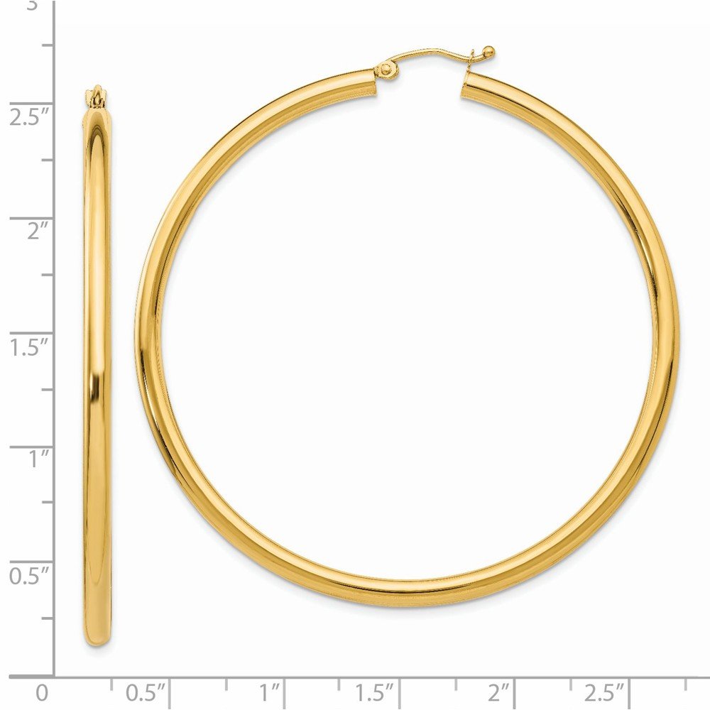 10K Yellow Gold Polished 3mm Tube Hoop Earrings for Women - Classic Dainty Everyday Jewelry for Casual & Formal Occasions