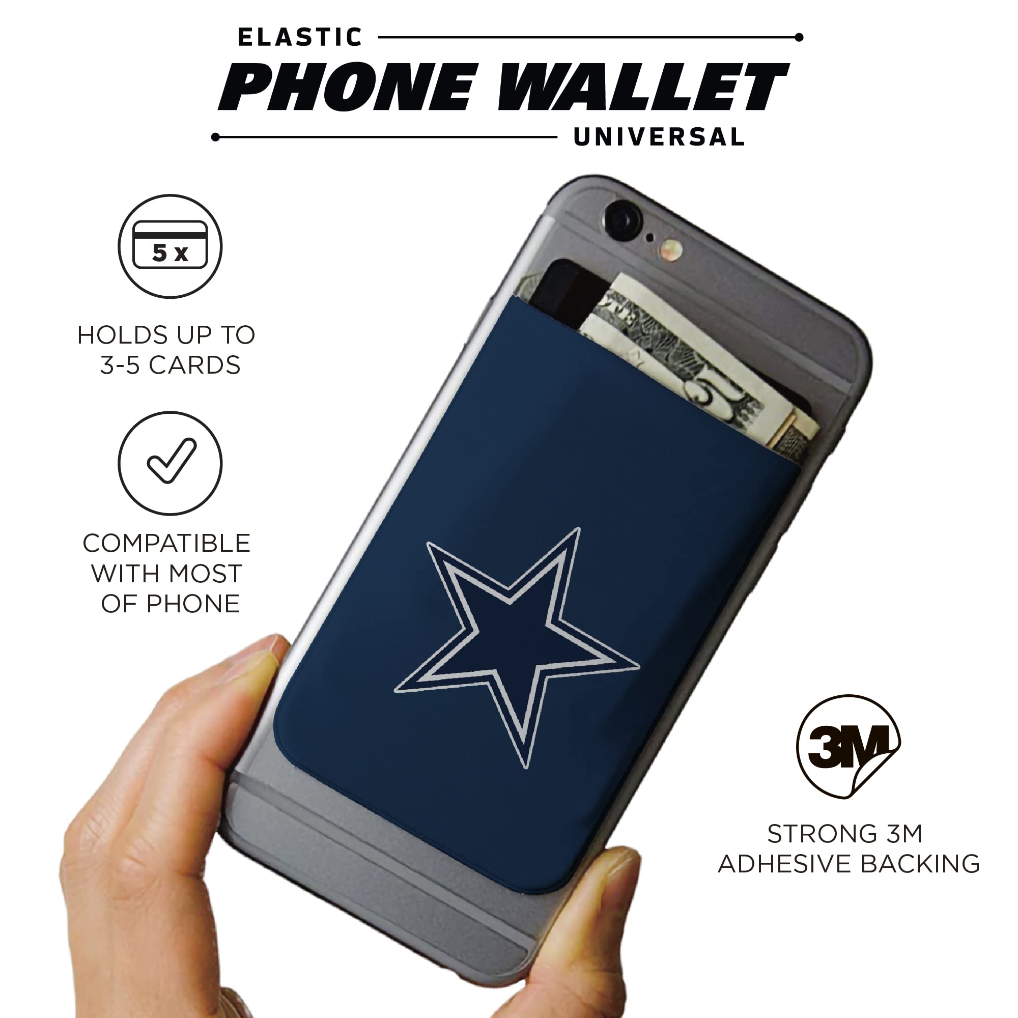 SOAR NFL Elastic Phone Wallet 2 Pack - Slim Card Holder for iPhone & Android - Perfect for Game Day & Travel Accessories
