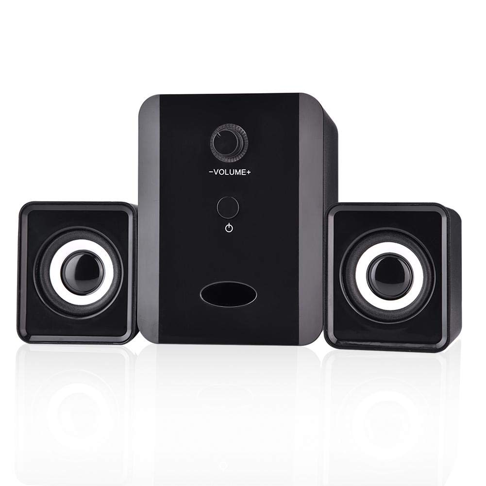 ASixxsix Super Bass Mini Speaker - USB-Powered Portable Bluetooth Speaker for PC, Laptop, Desktop, Phone & Tablet (Black) - Perfect for Home Office, Gaming & Outdoor Use