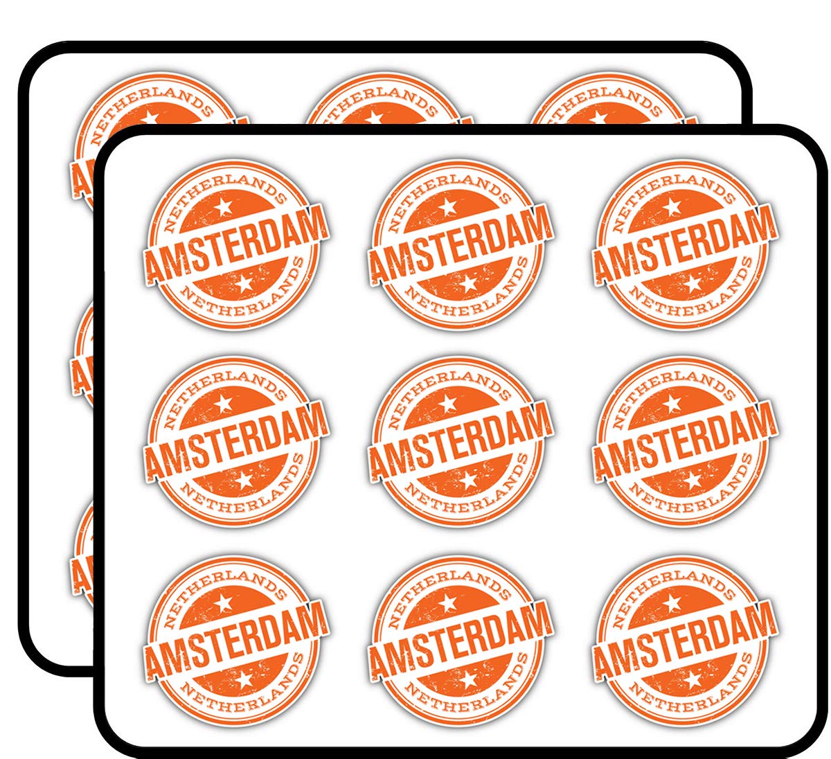 Amsterdam Netherlands Grunge Travel Stamp Stickers - 2 Inch Each, 18 Pack for DIY Scrapbooking, Planner Decor, Journaling & Craft Projects - Perfect for Travel Journals, Bullet Notebooks & Gift Making