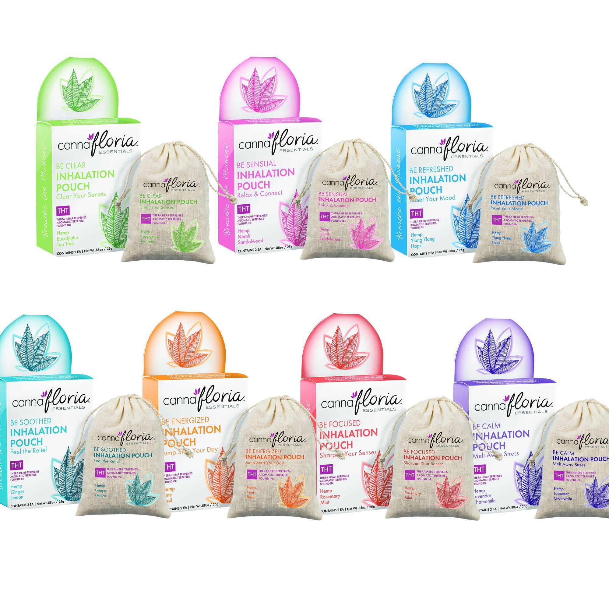 Cannafloria Inhalation Pouch - 2 Pack | Herbal Aromatherapy for Relaxation & Stress Relief | Perfect for Travel, Yoga & Meditation