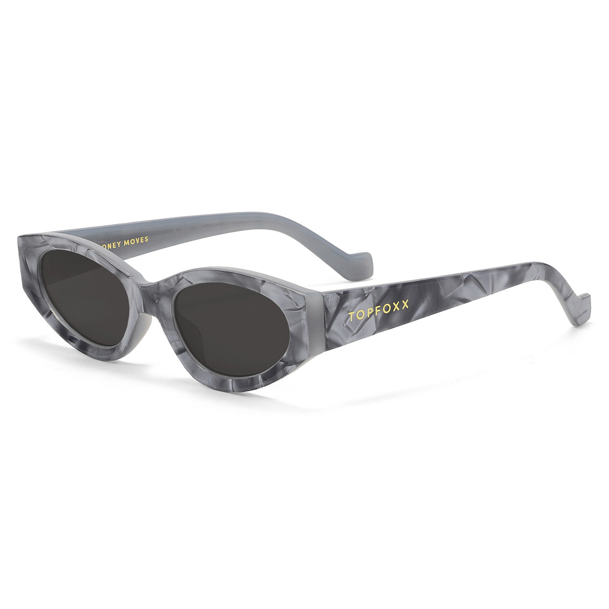 Kat x Money Moves Grey Cateye Sunglasses for Women - Retro Vintage Style UV Protection Shades - Perfect for Beach, Driving & Summer Fashion