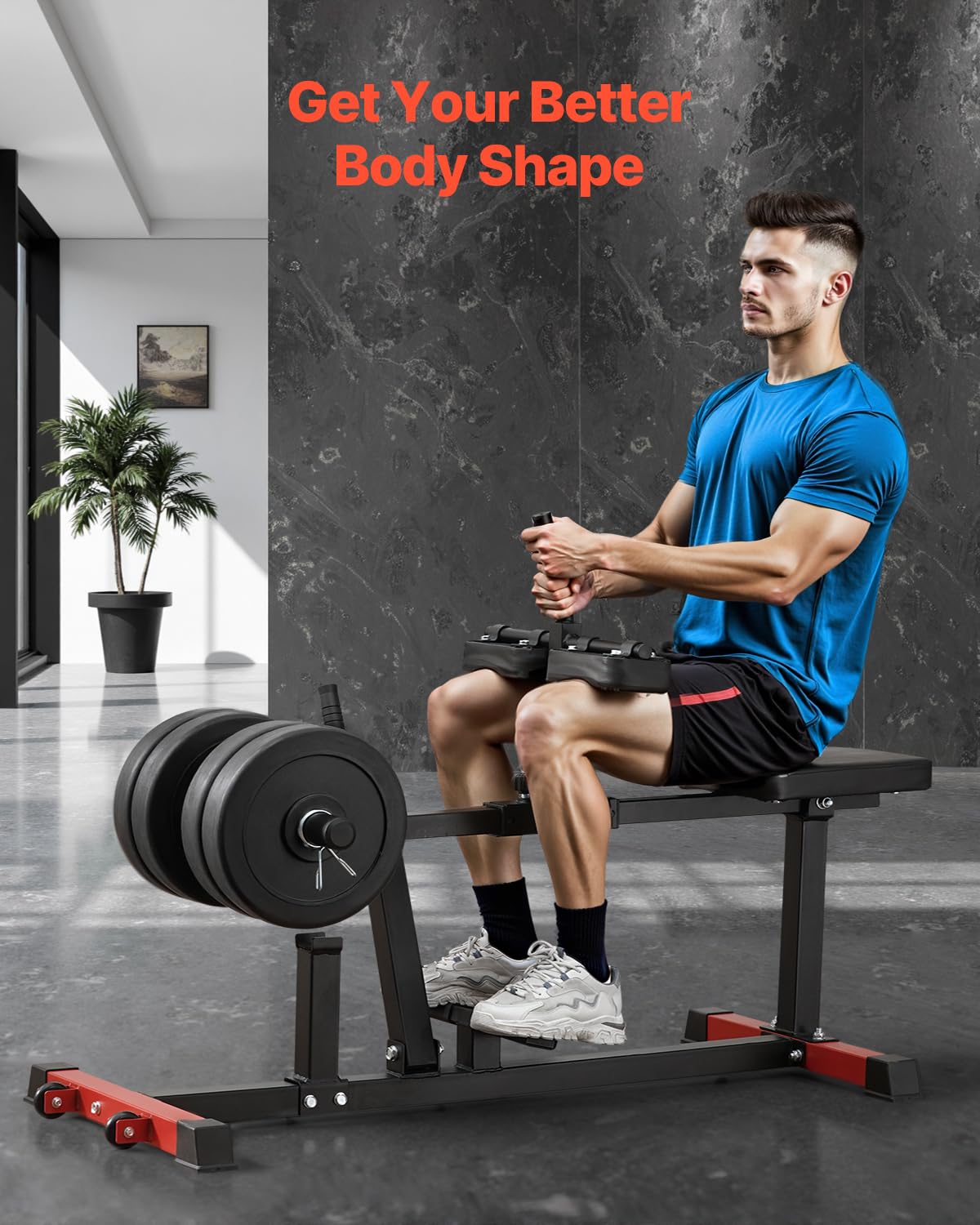 VEVOR Seated Calf Machine 440 LBS Capacity - Home Gym Calf Raise Equipment for Leg Workouts - Lower Body Strength Training with 1/2 Inch Weight Plates - Perfect for Home & Commercial Gyms
