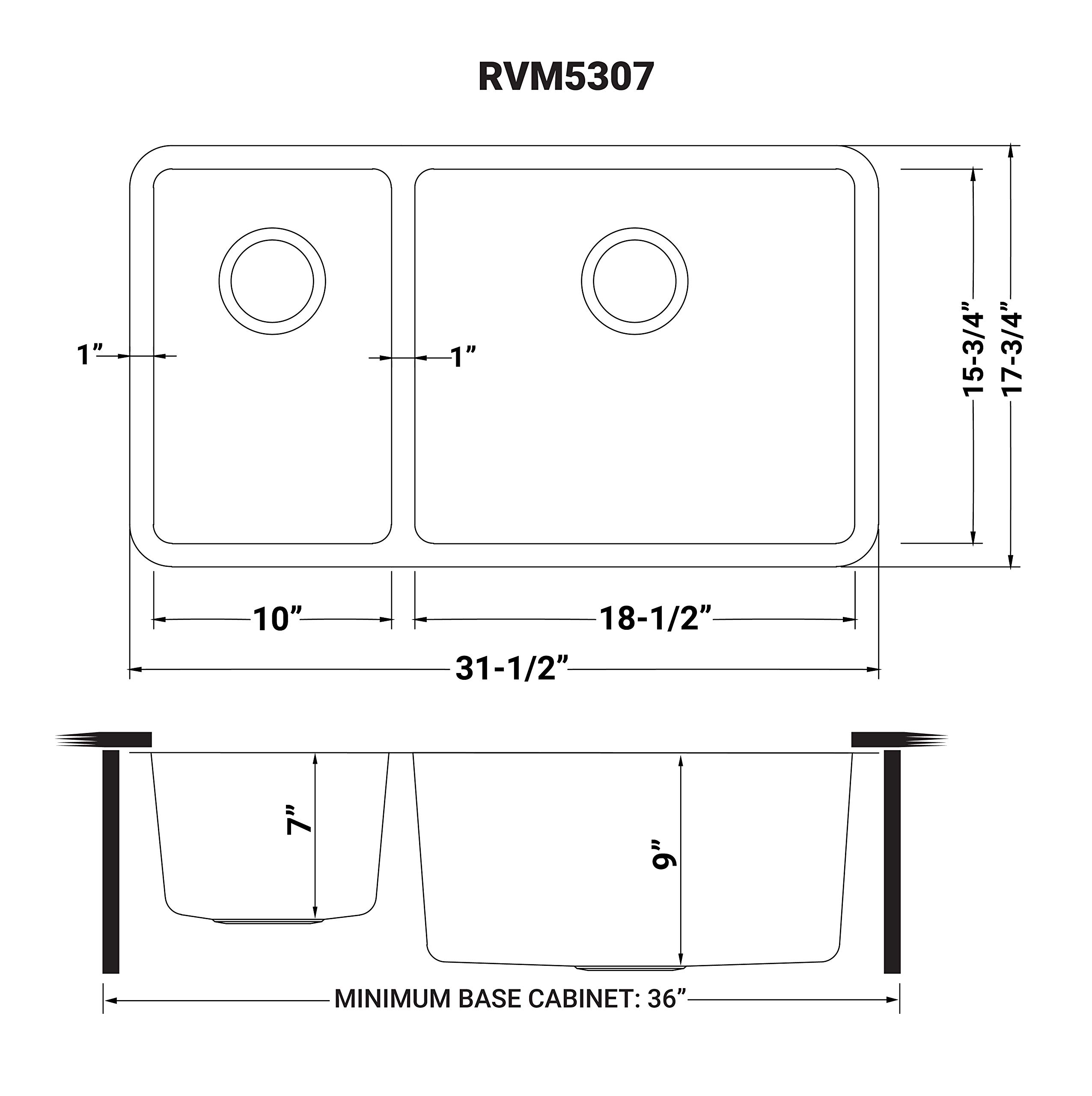 Ruvati 32-inch Undermount Double Bowl Kitchen Sink - 16 Gauge Stainless Steel with Brushed Finish (30/70 Split) | Scratch-Resistant & Easy to Clean | Perfect for Busy Kitchens, Restaurants & Home Renovations (Model RVM5307)