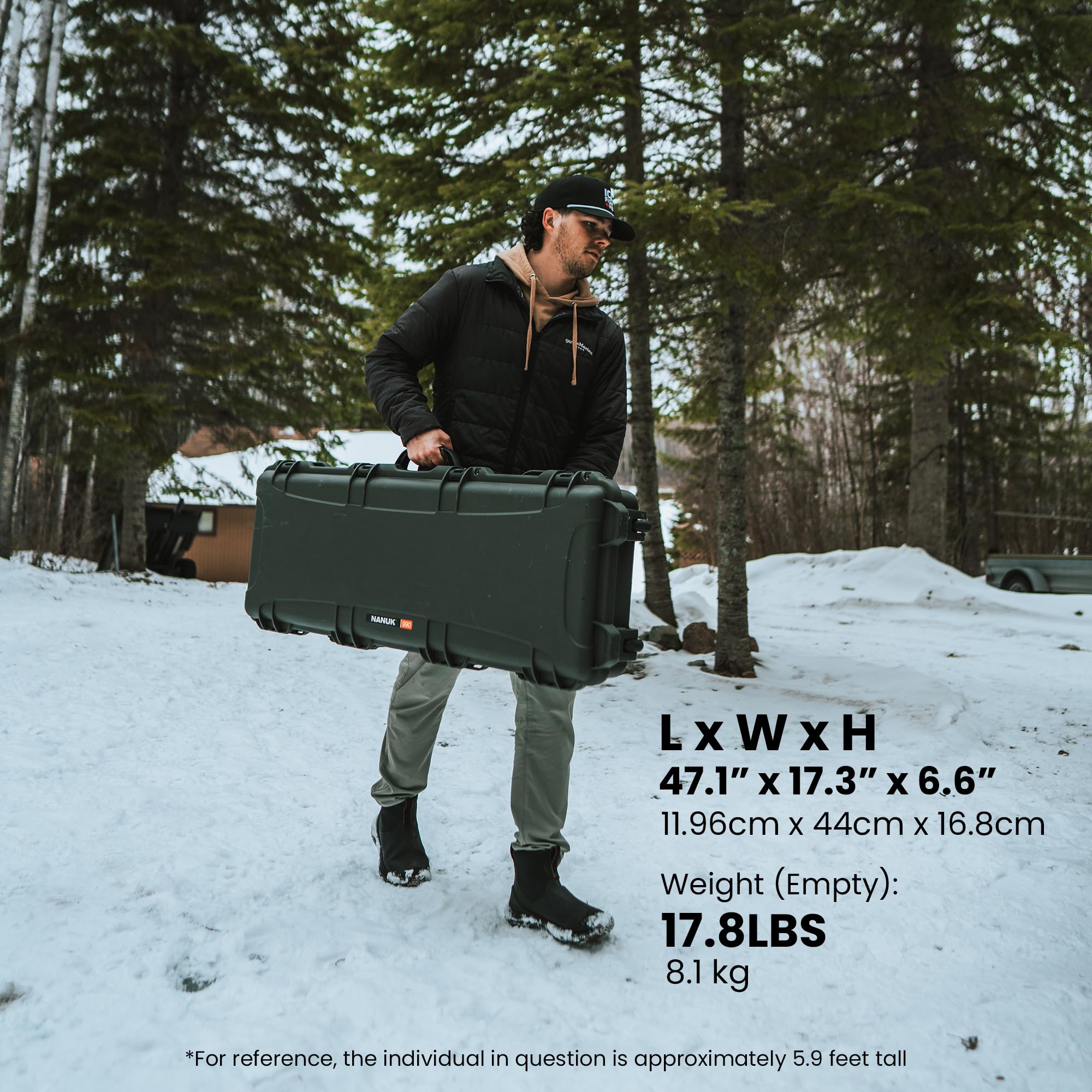 NANUK 990 Heavy Duty Rolling Hard Case - IP67 Waterproof, Shockproof Protective Storage for Firearms, Cameras, DJ Equipment (44” x 14.5” x 6”) - Perfect for Air Travel, Outdoor Adventures & Professional Gear Transport