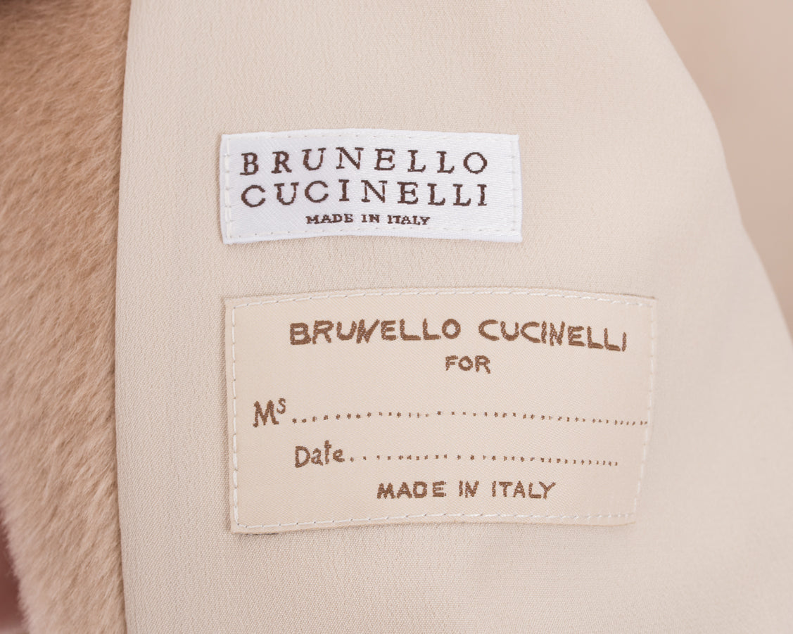 Brunello Cucinelli Nude Alpaca Wool Oversized Coat for Women - Soft Luxury Winter Coat - Perfect for Office, Travel & Special Occasions