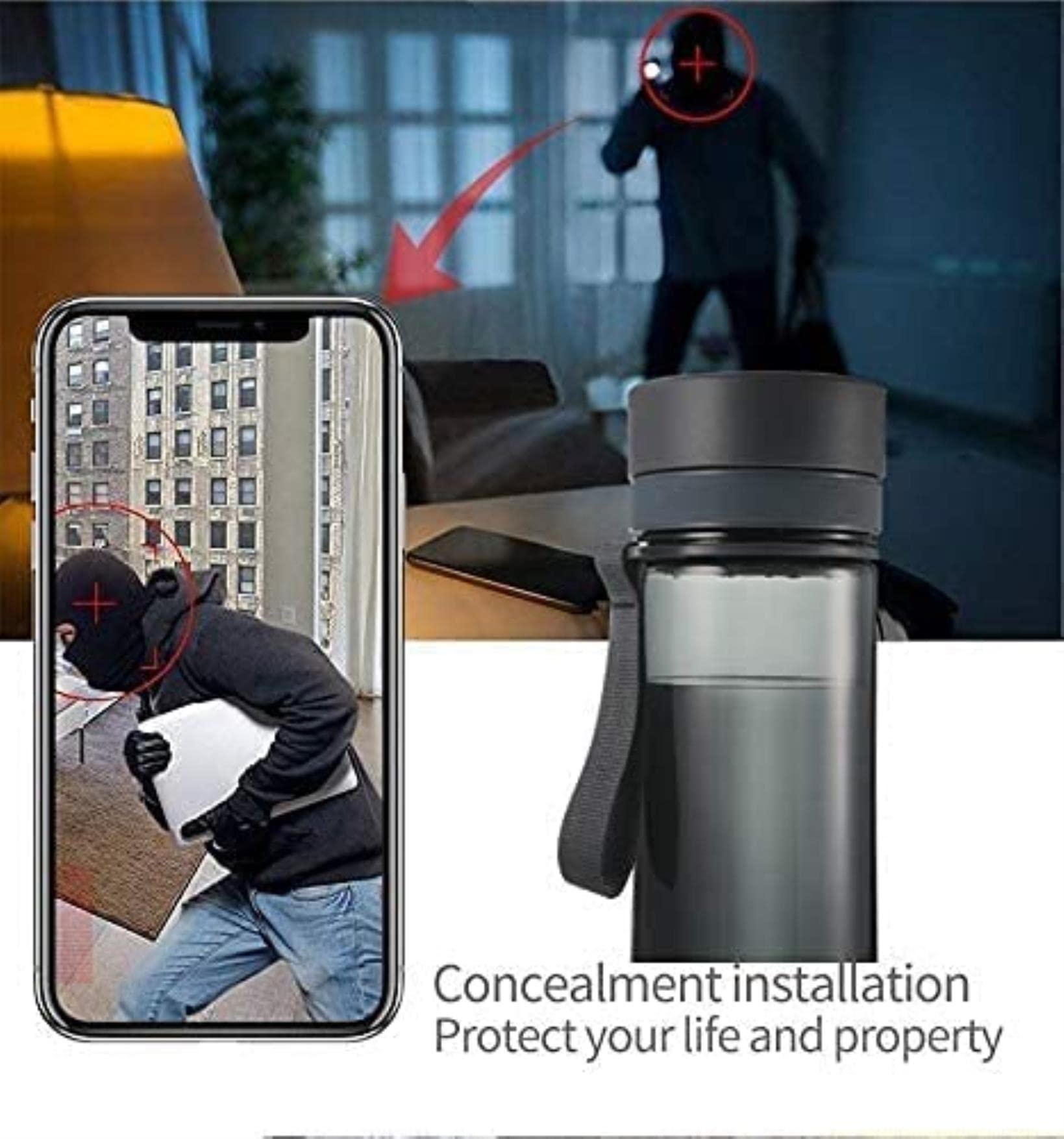 AADECOR WiFi Water Bottle Spy Camera - 4K Full HD Hidden Camera, Disguised as Handgrip Cup for Indoor/Outdoor Security Surveillance | Perfect for Home Security, Office Monitoring & Covert Recording