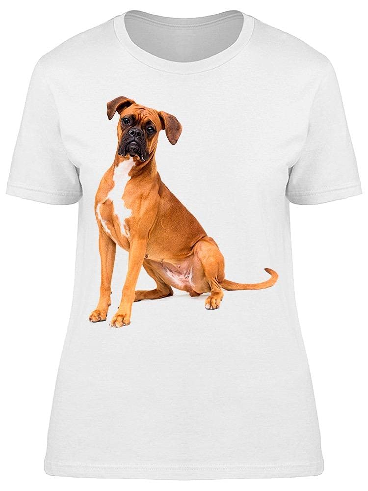 Women's Boxer Sitting on Back Legs Graphic T-Shirt - Casual & Funny Dog Lover Tee for Everyday Wear