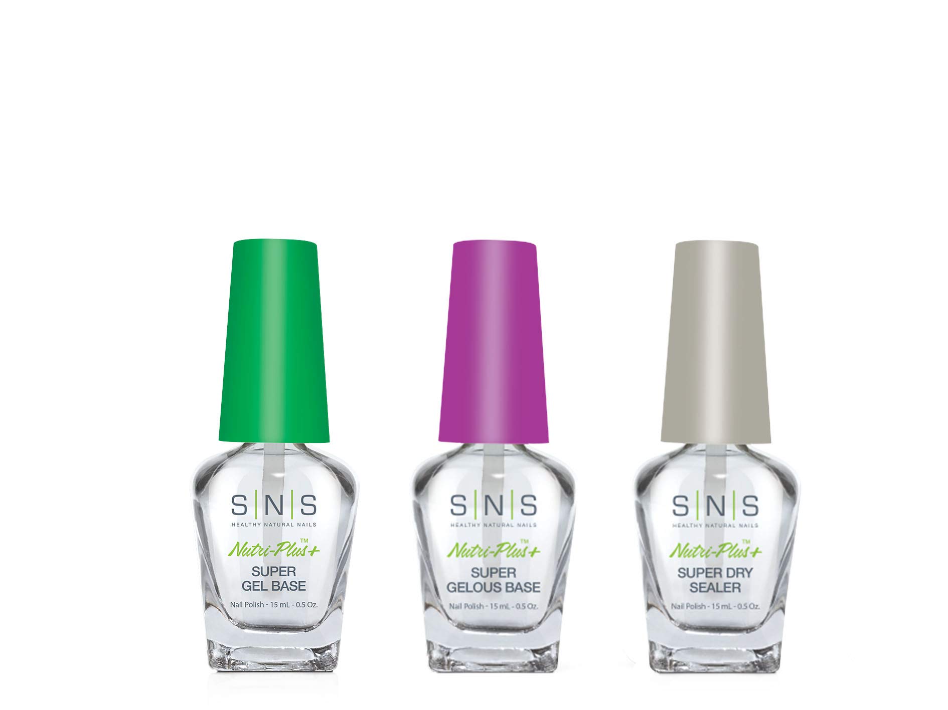 SNS Nails Dipping Powder Liquid Set - 3 Bottles (0.5oz Each) with Gel Base, Gelous Base & Sealer Dry for Professional Nail Dipping System | Perfect for Salon & Home Manicures