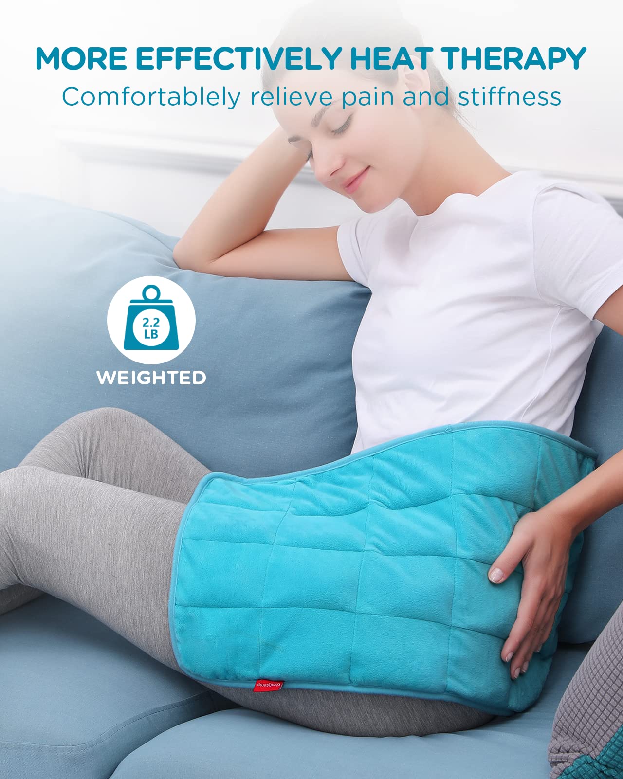 Comfytemp Reusable Gel Ice Pack for Back Pain Relief & Weighted Heating Pad Bundle - Soothe Muscle Aches, Cramps & Injuries at Home, Work or Gym