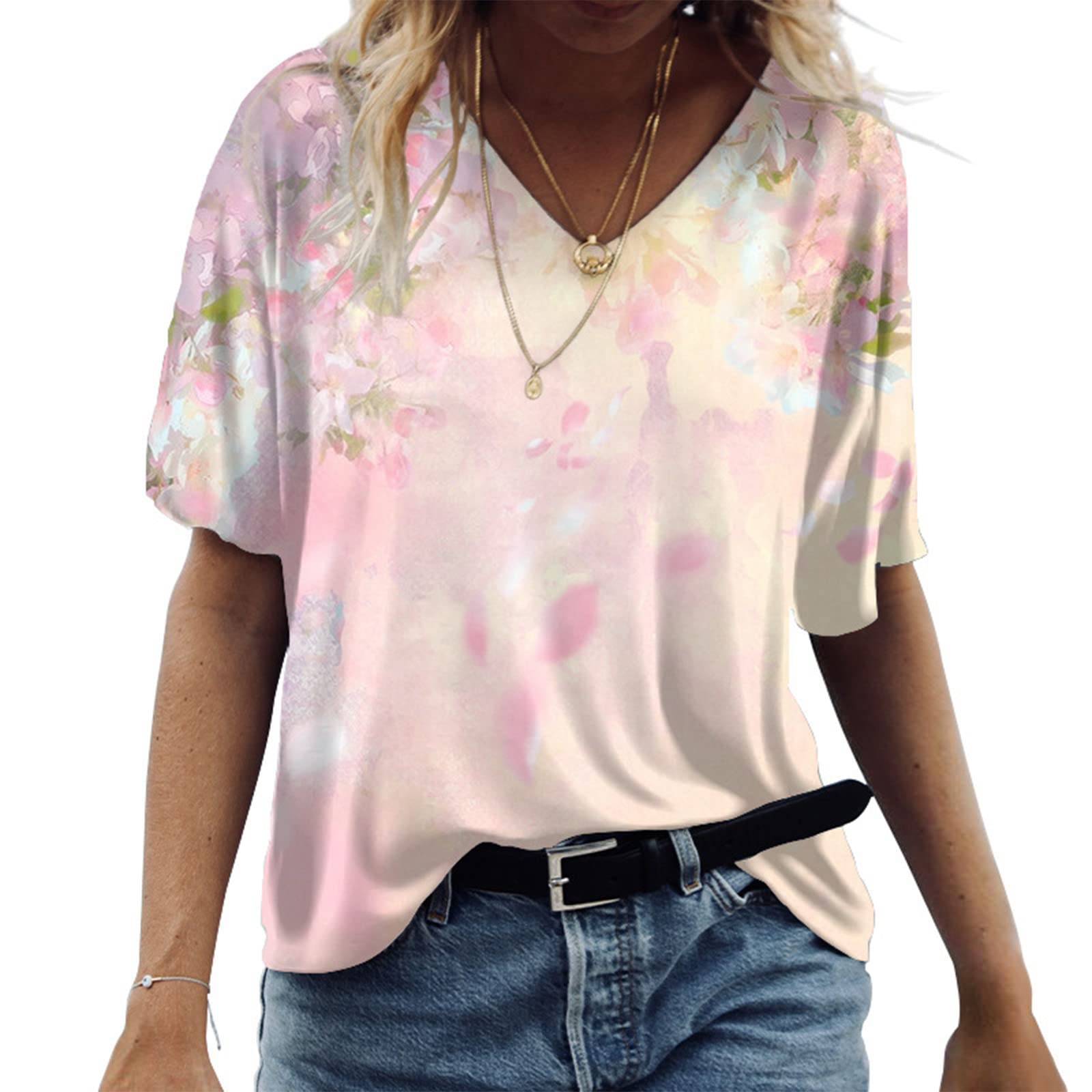 2022 Women's Printed Short-Sleeved Loose Spring T-Shirt - Casual & Dressy Blouse for Women | Perfect for Office, Dating & Weekend Outfits