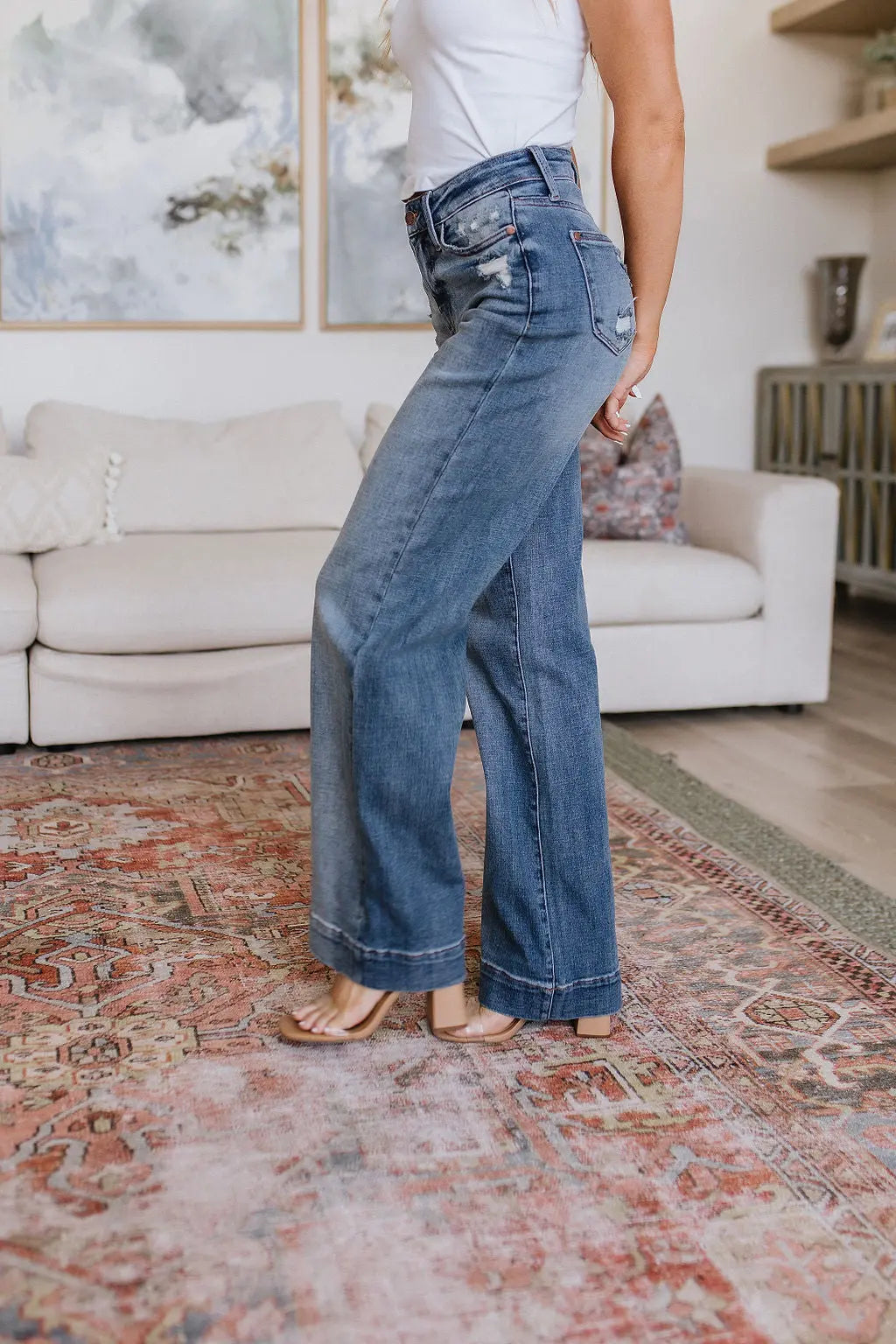 Katrina High Waist Distressed Denim Jeans for Women - Vintage Ripped Skinny Jeans - Perfect for Casual Outfits & Street Style Fashion