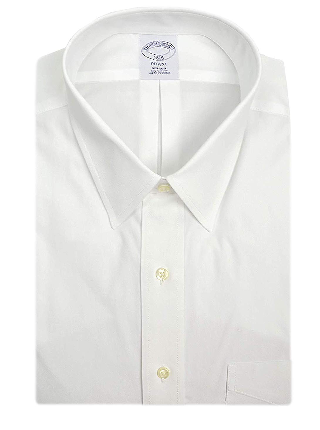 Brooks Brothers Men's Regent Fit Non-Iron 100% Cotton Pocket Dress Shirt in Bright White | Premium Business & Formal Wear for Office, Interviews & Special Occasions