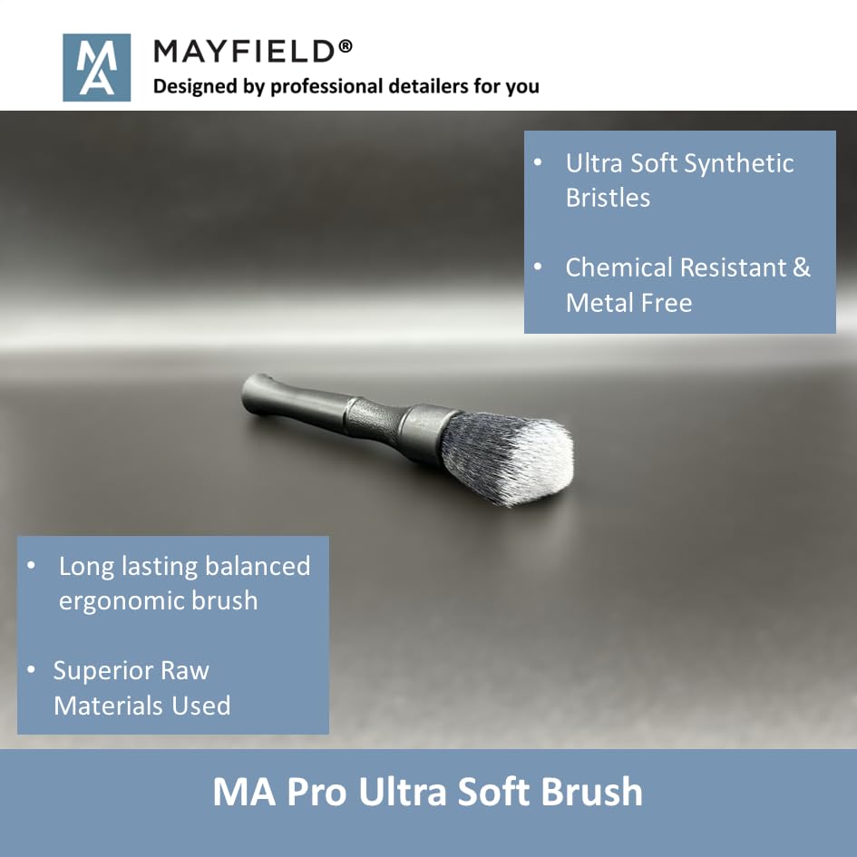 Mayfield Triple Car Brush Kit - Boars & Horse Hair for Auto Detailing