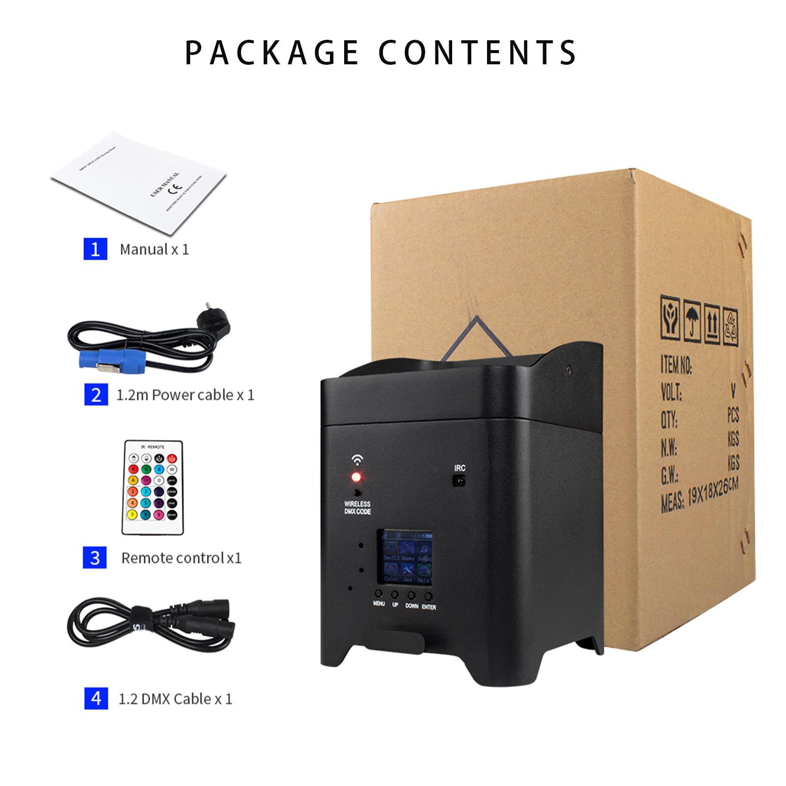 SHEHDS Rechargeable Wireless Stage Light - 6x18W RGBWA+UV Par Can DJ Lights with Remote, APP & DMX512 Control | 8800mAh Battery for Concerts, Parties, and Nightclubs