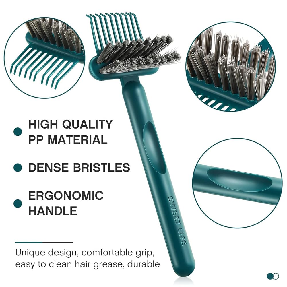 Galinpo 2-in-1 Hair Brush Cleaning Tool with Embedded Comb - Hair Brush Cleaner & Remover Rake for Removing Hair, Dust & Lint - Perfect for Home, Salon & Travel Use